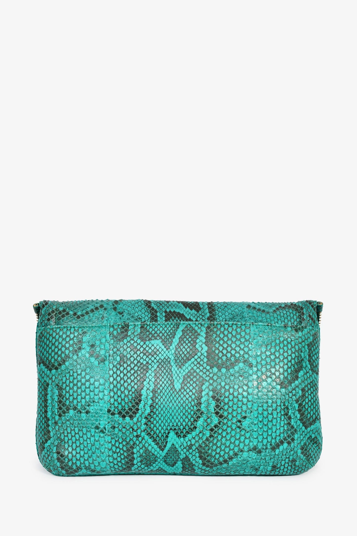 Jimmy Choo Turquoise Snakeskin Fold Clutch