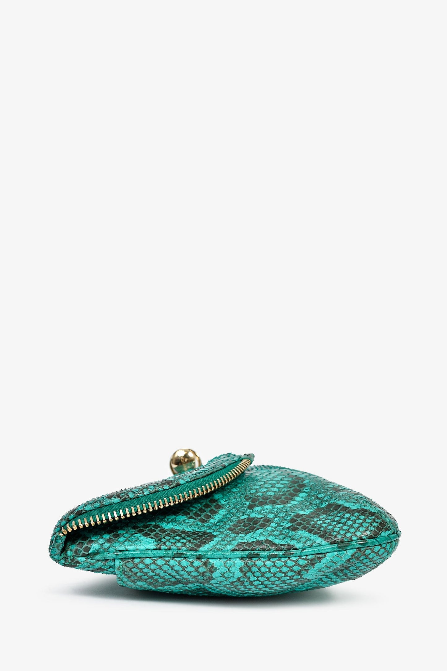 Jimmy Choo Turquoise Snakeskin Fold Clutch