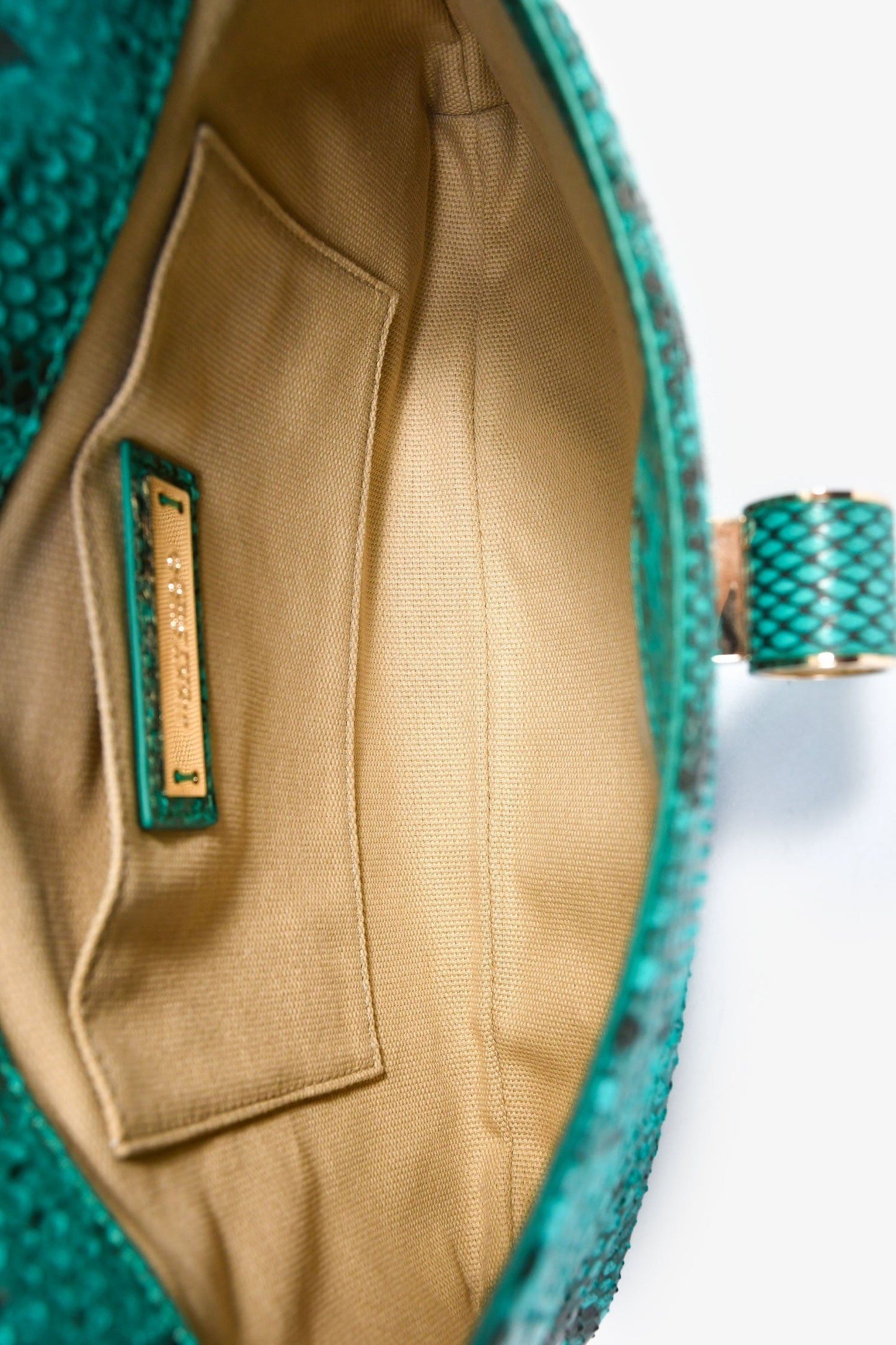 Jimmy Choo Turquoise Snakeskin Fold Clutch