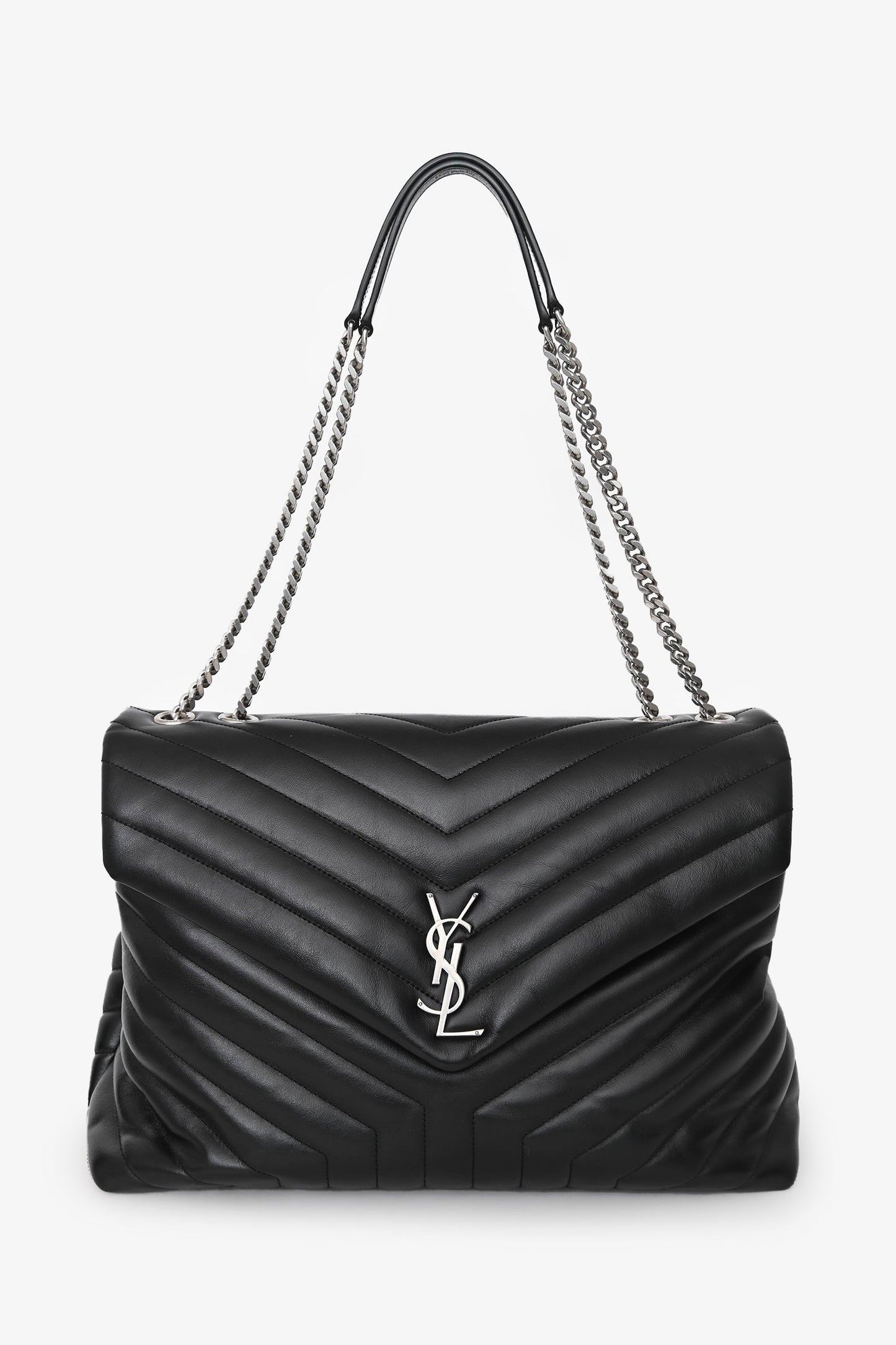 Saint Laurent Black Leather Lou Lou Large Shoulder Bag