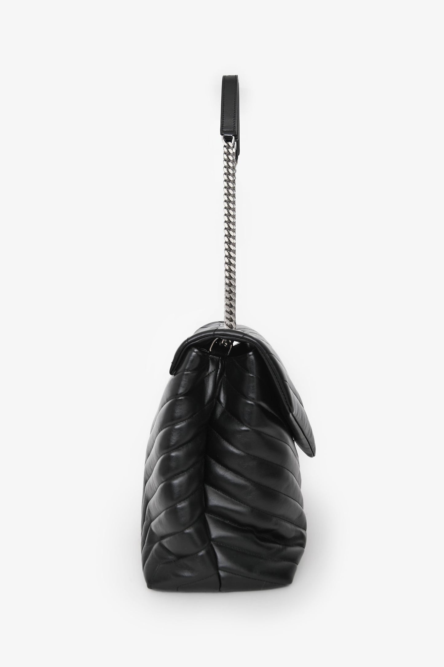 Saint Laurent Black Leather Lou Lou Large Shoulder Bag
