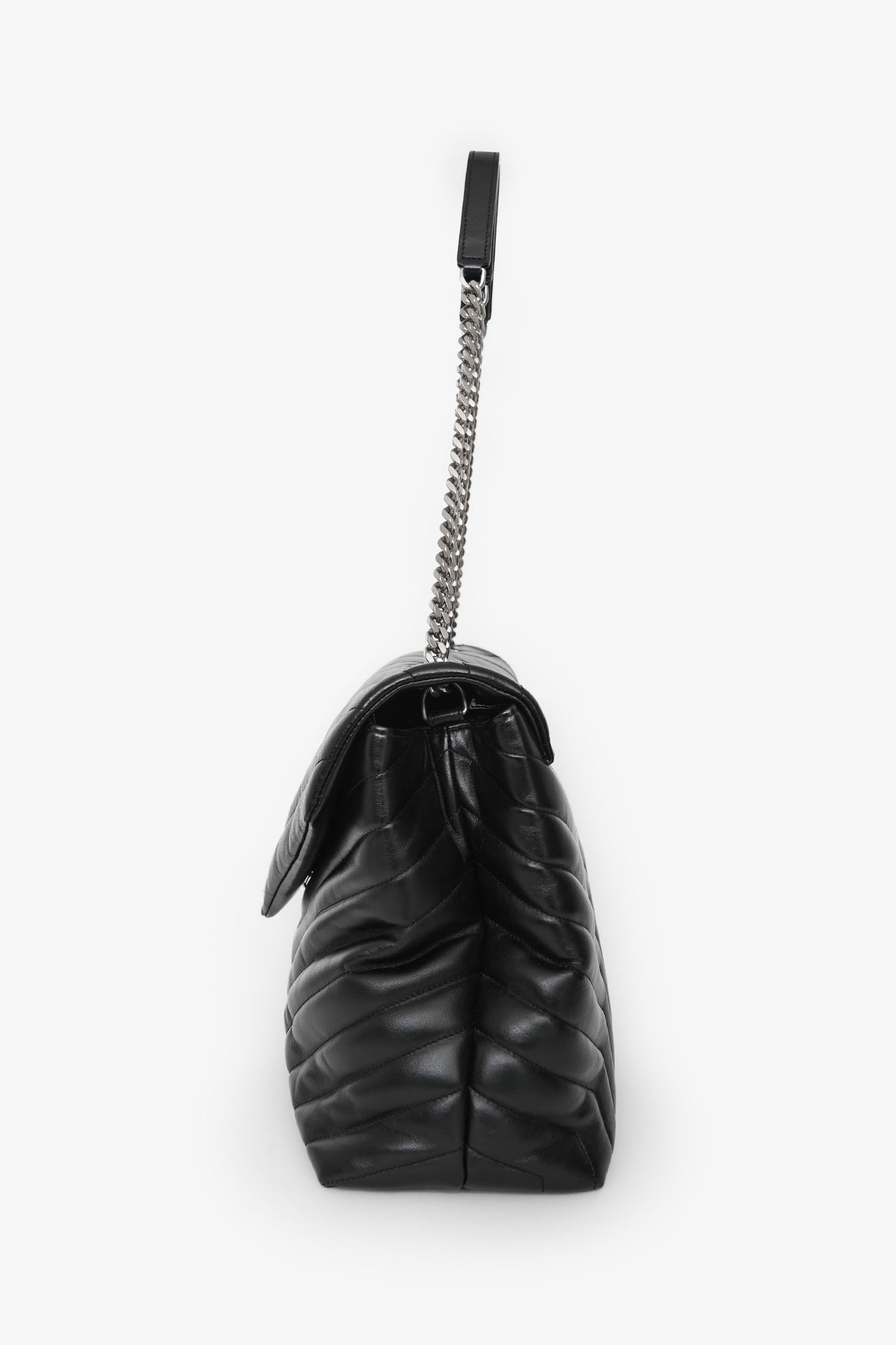 Saint Laurent Black Leather Lou Lou Large Shoulder Bag