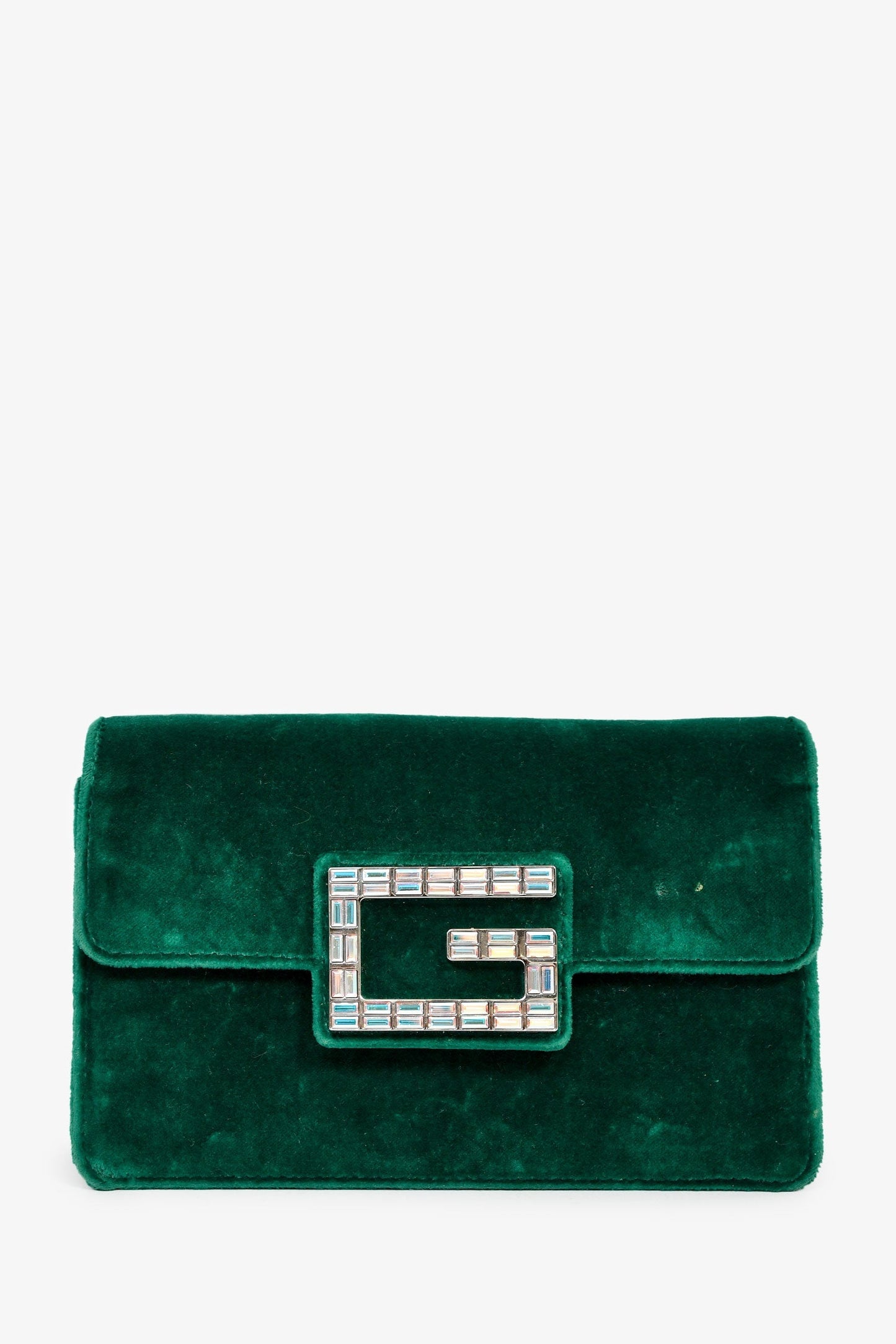 Gucci Green Velvet GG Crystal 'Broadway' Mini Shoulder Bag