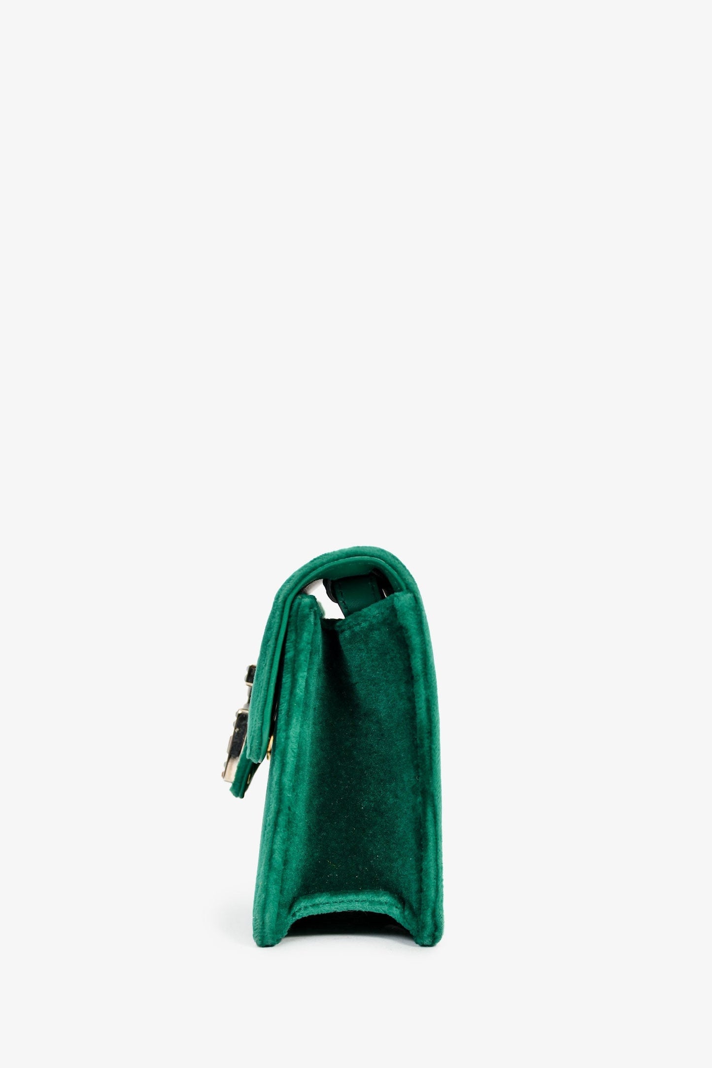 Gucci Green Velvet GG Crystal 'Broadway' Mini Shoulder Bag