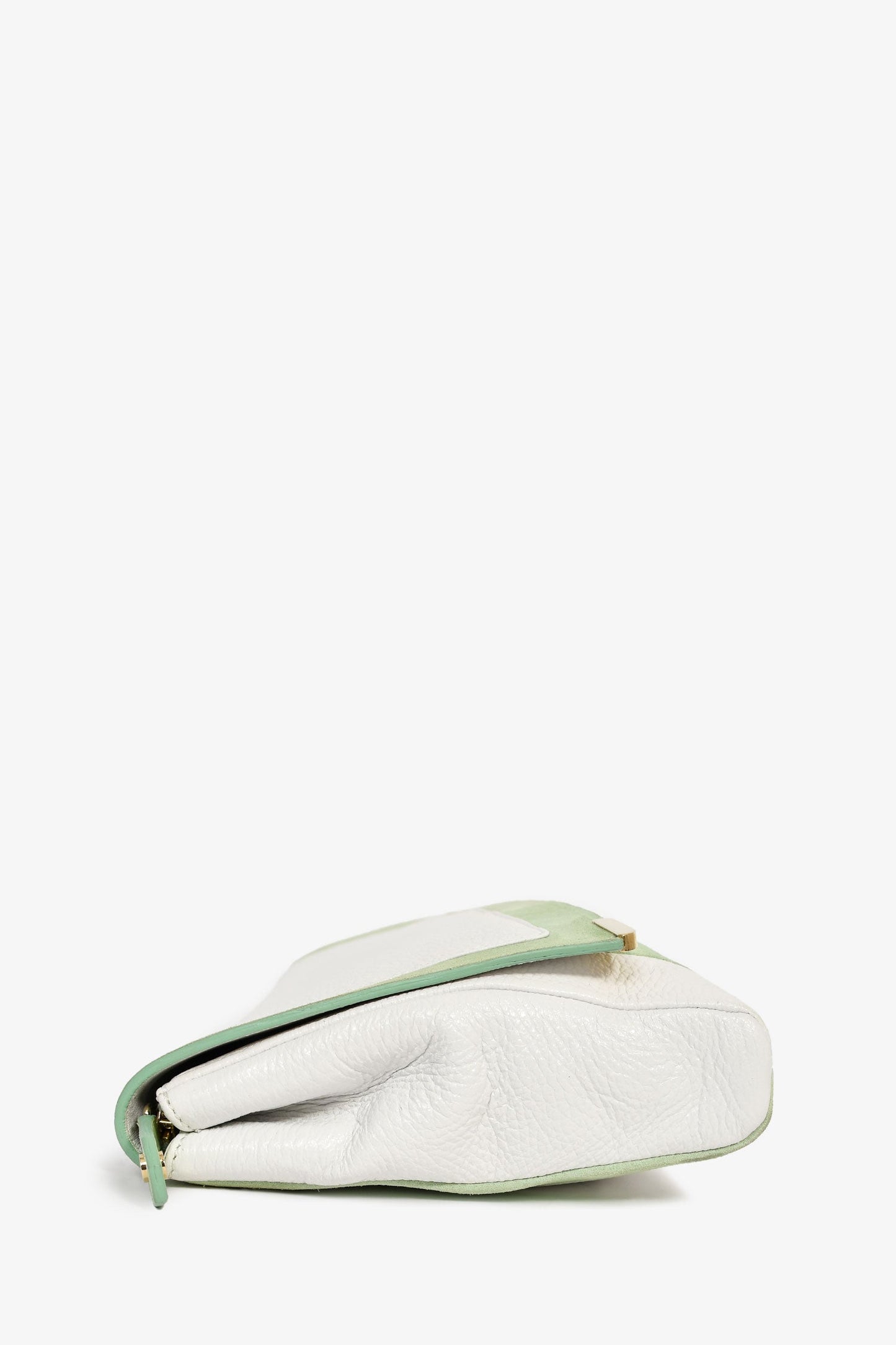 Jimmy Choo White Leather/Light Green Suede Large Clutch