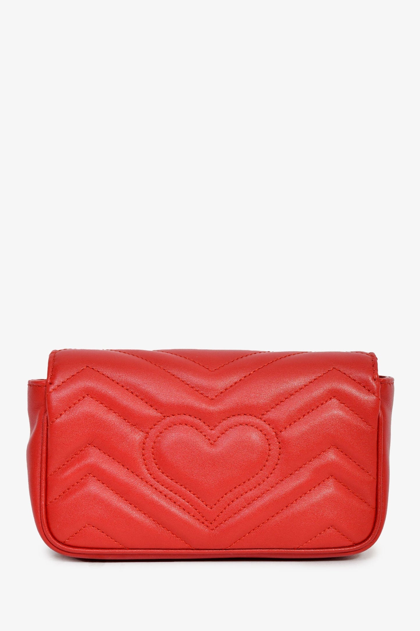 Gucci Red Leather GG Marmont Super Mini Crossbody Bag