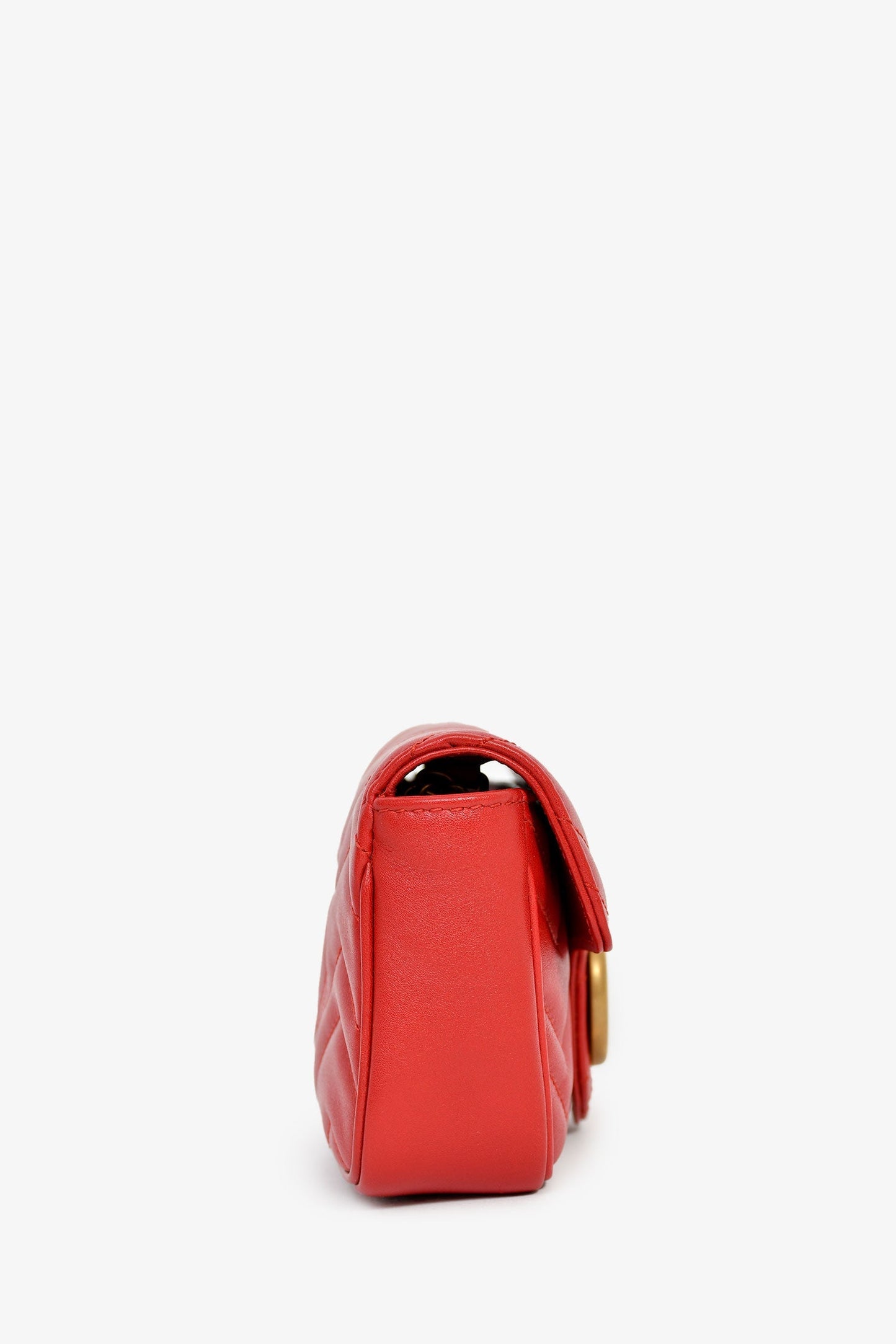 Gucci Red Leather GG Marmont Super Mini Crossbody Bag