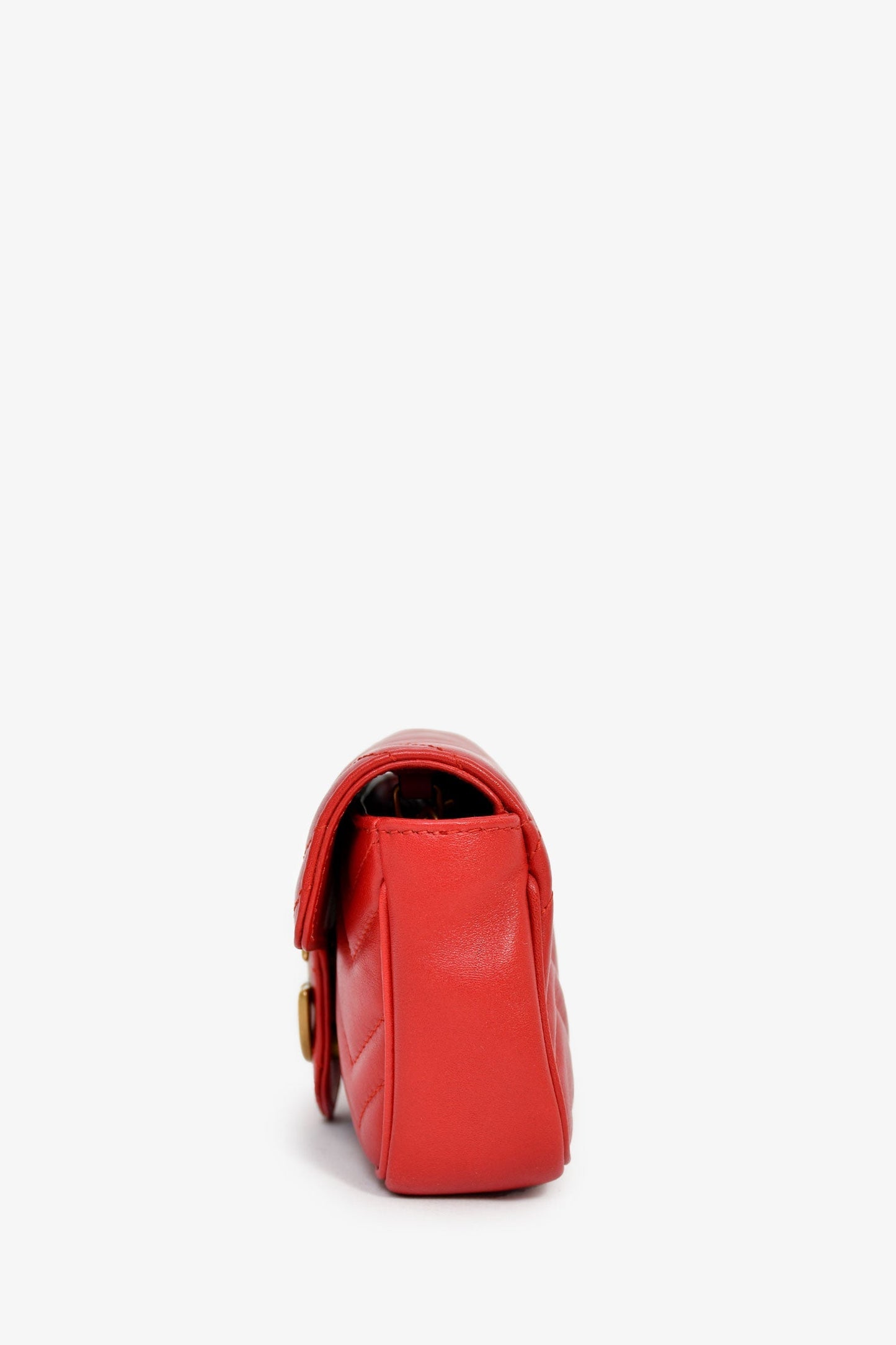 Gucci Red Leather GG Marmont Super Mini Crossbody Bag