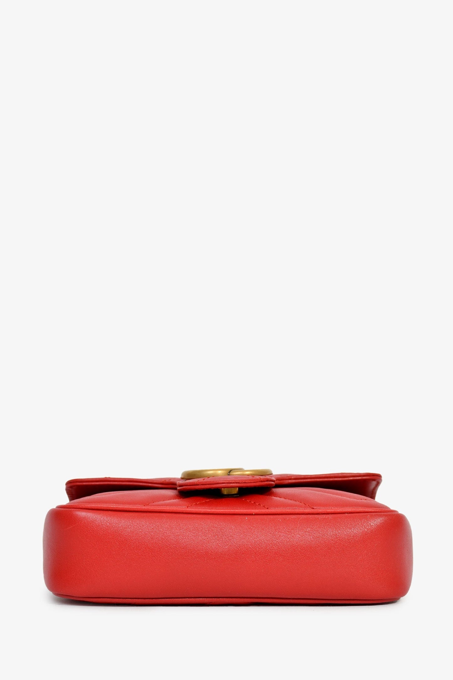 Gucci Red Leather GG Marmont Super Mini Crossbody Bag