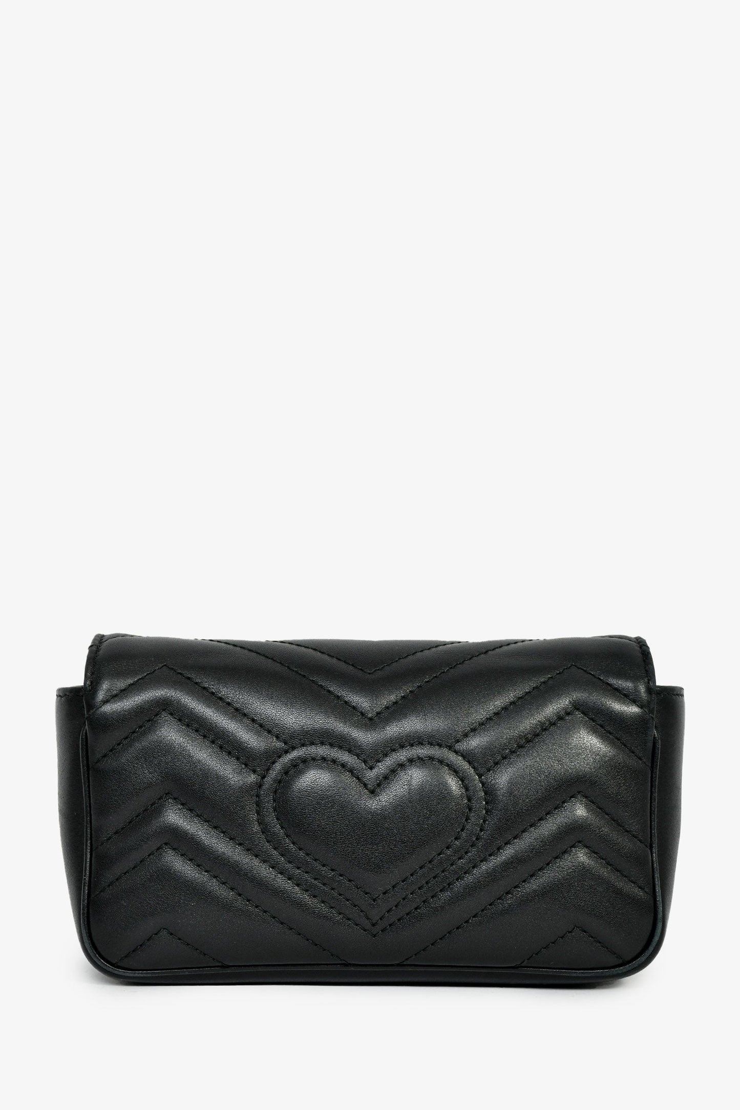 Gucci Black Leather GG Marmont Super Mini Crossbody Bag