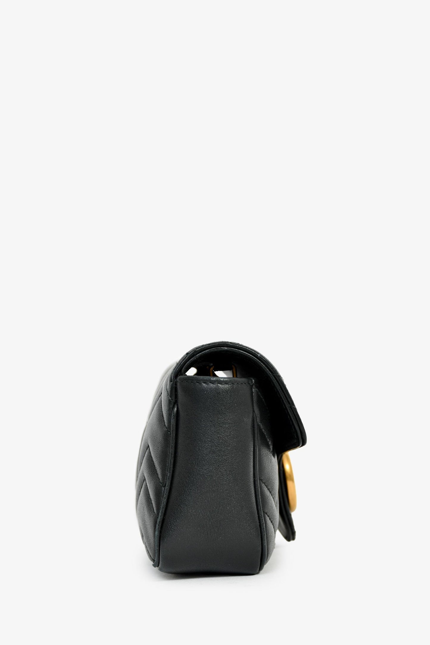 Gucci Black Leather GG Marmont Super Mini Crossbody Bag