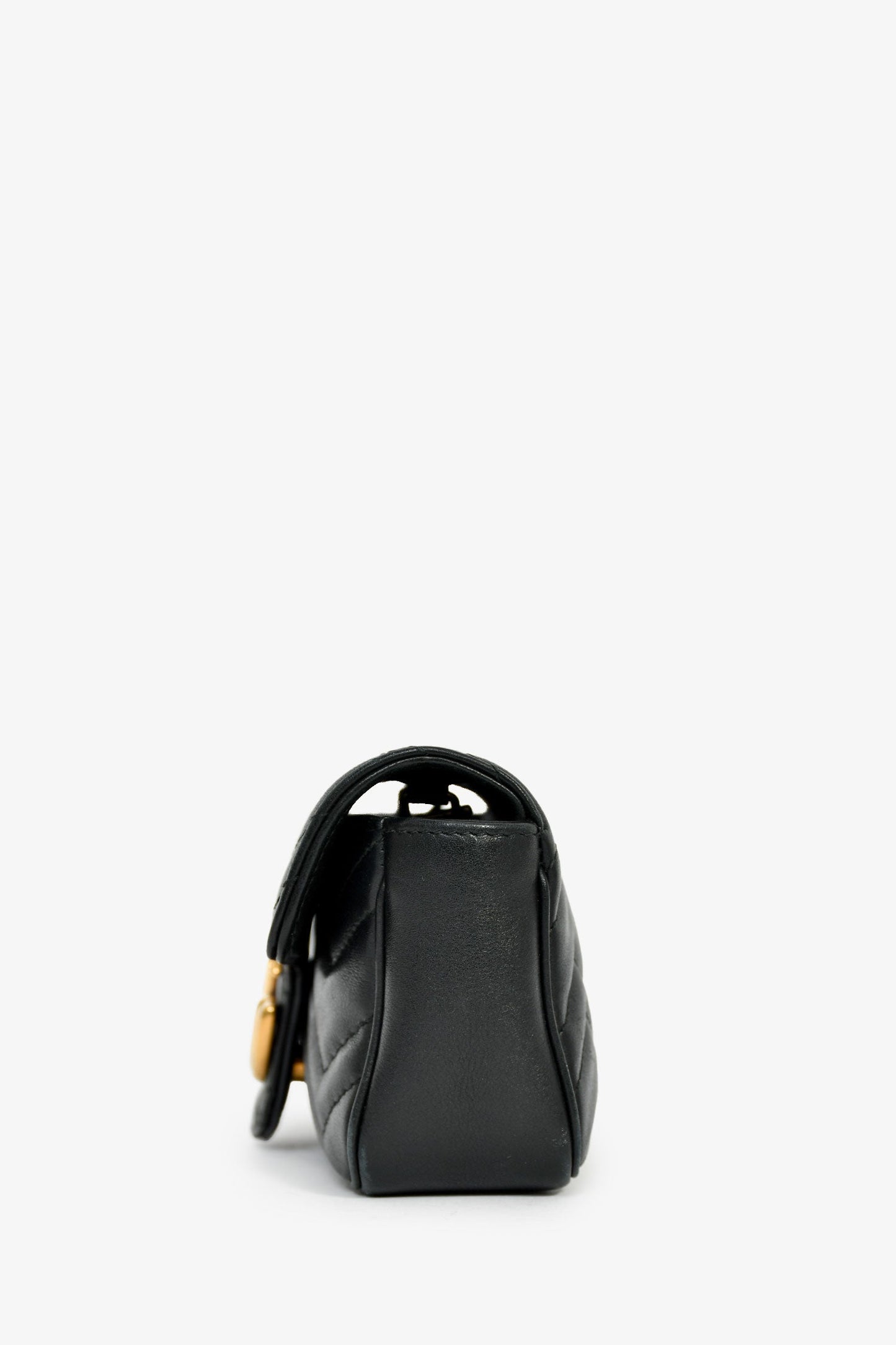 Gucci Black Leather GG Marmont Super Mini Crossbody Bag