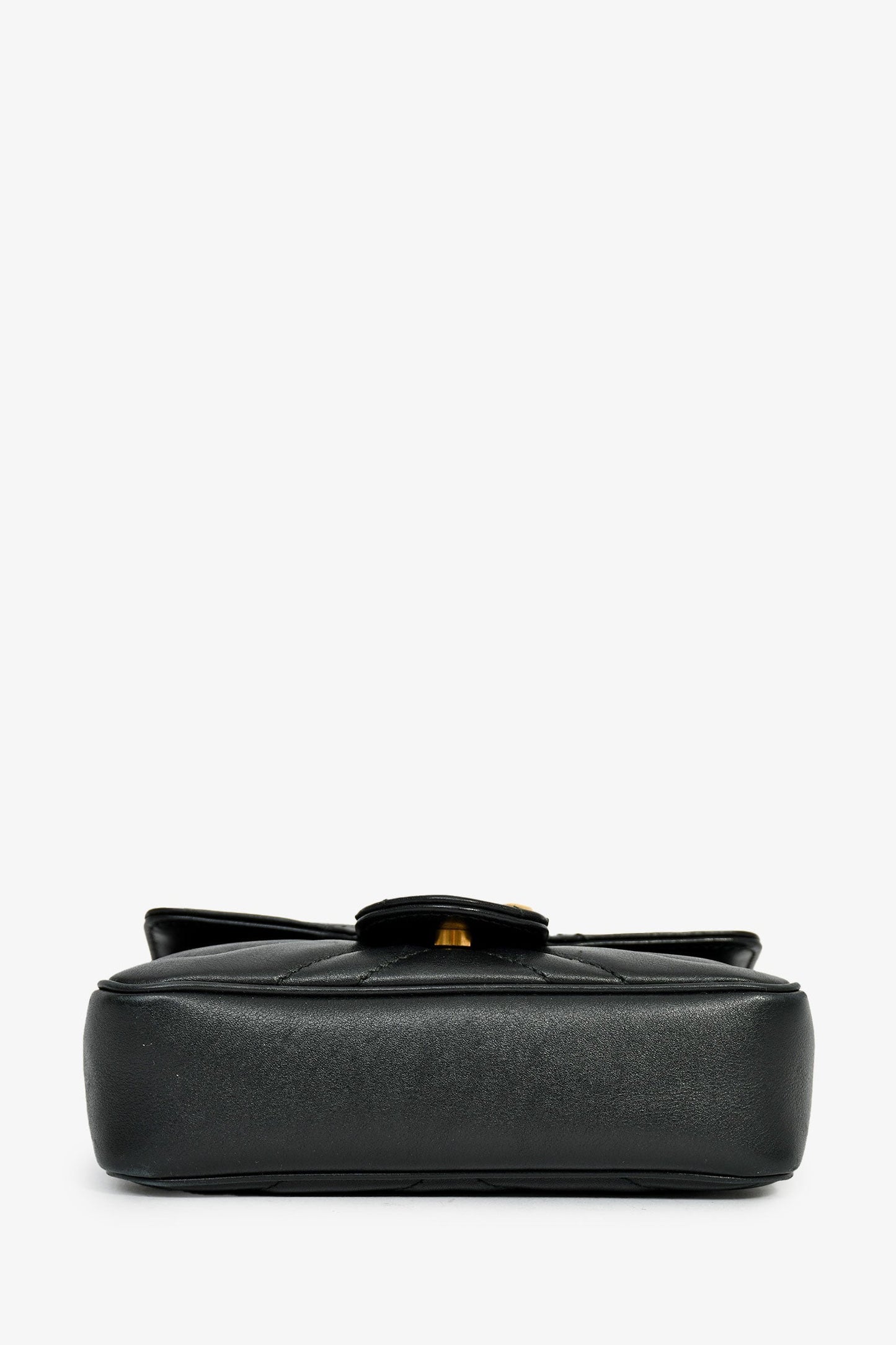 Gucci Black Leather GG Marmont Super Mini Crossbody Bag