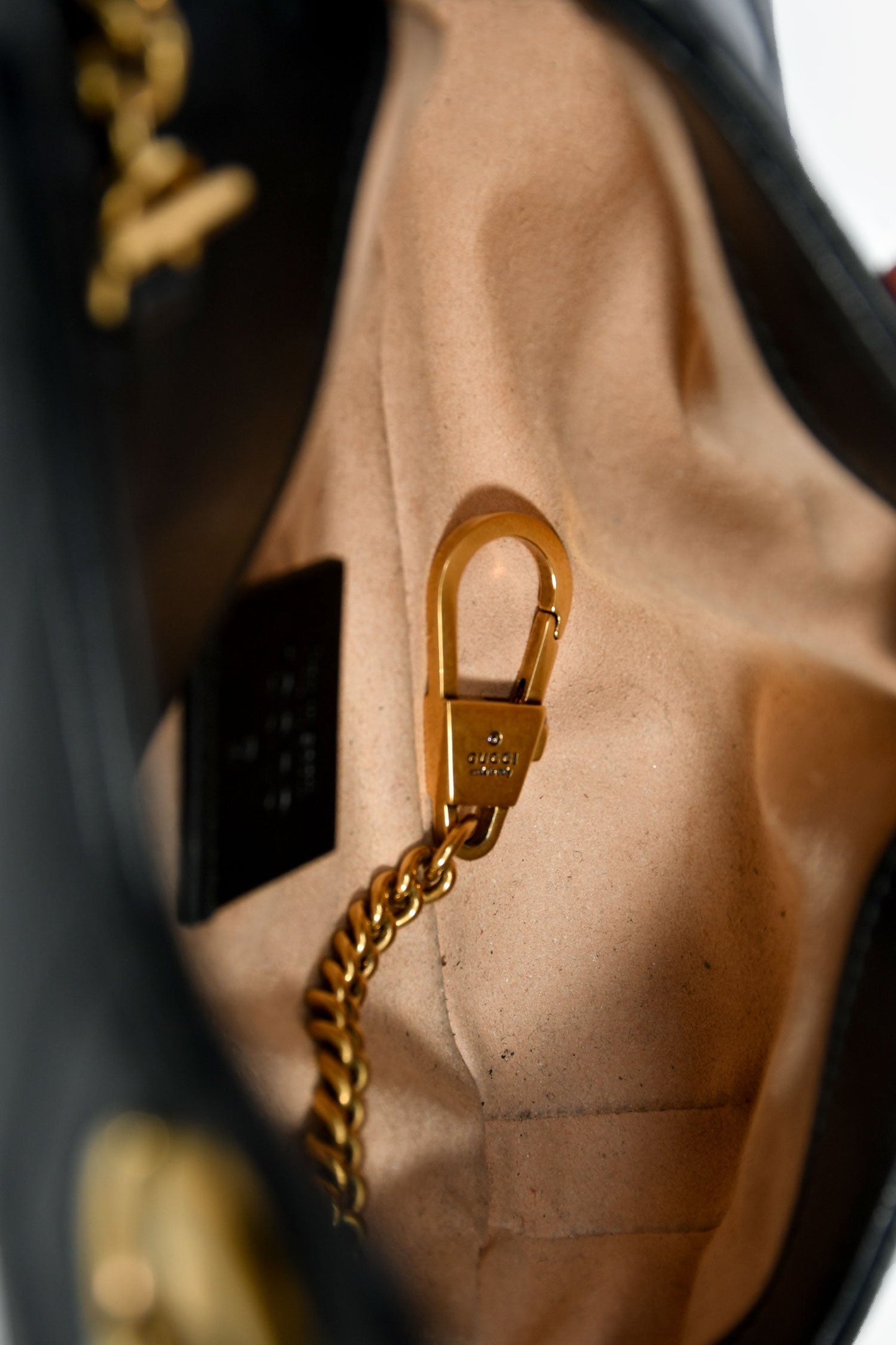 Gucci Black Leather GG Marmont Super Mini Crossbody Bag