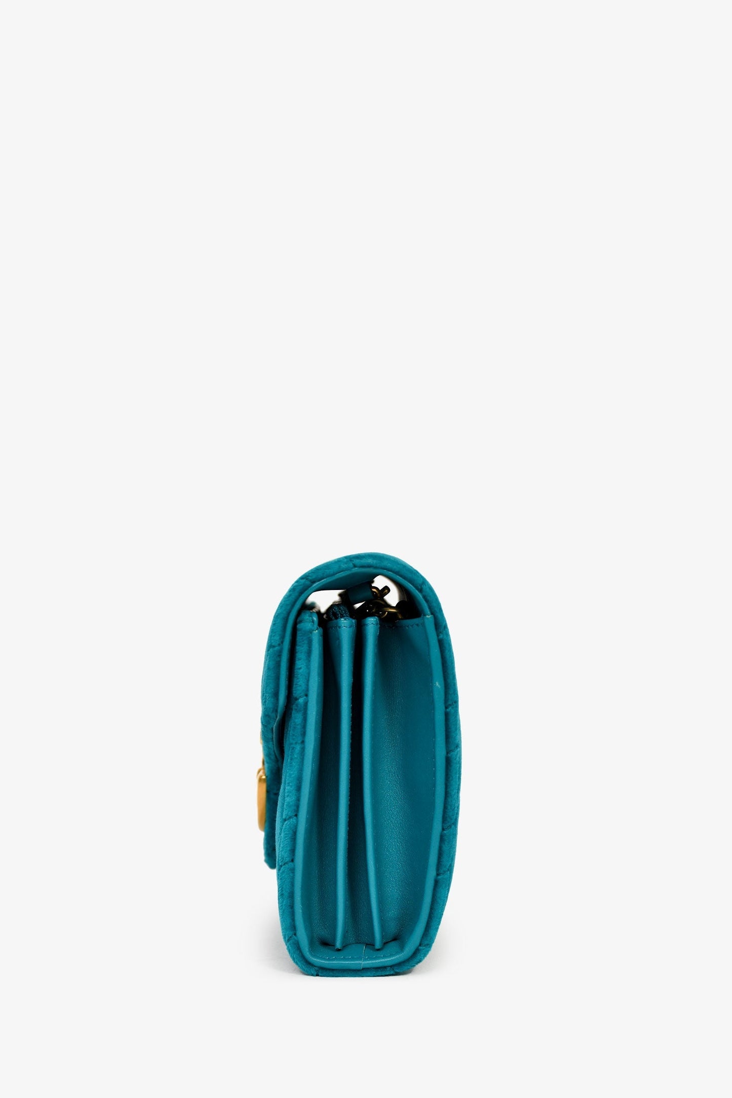 Gucci Teal Blue Velvet GG Matelasse Marmont Wallet on Chain