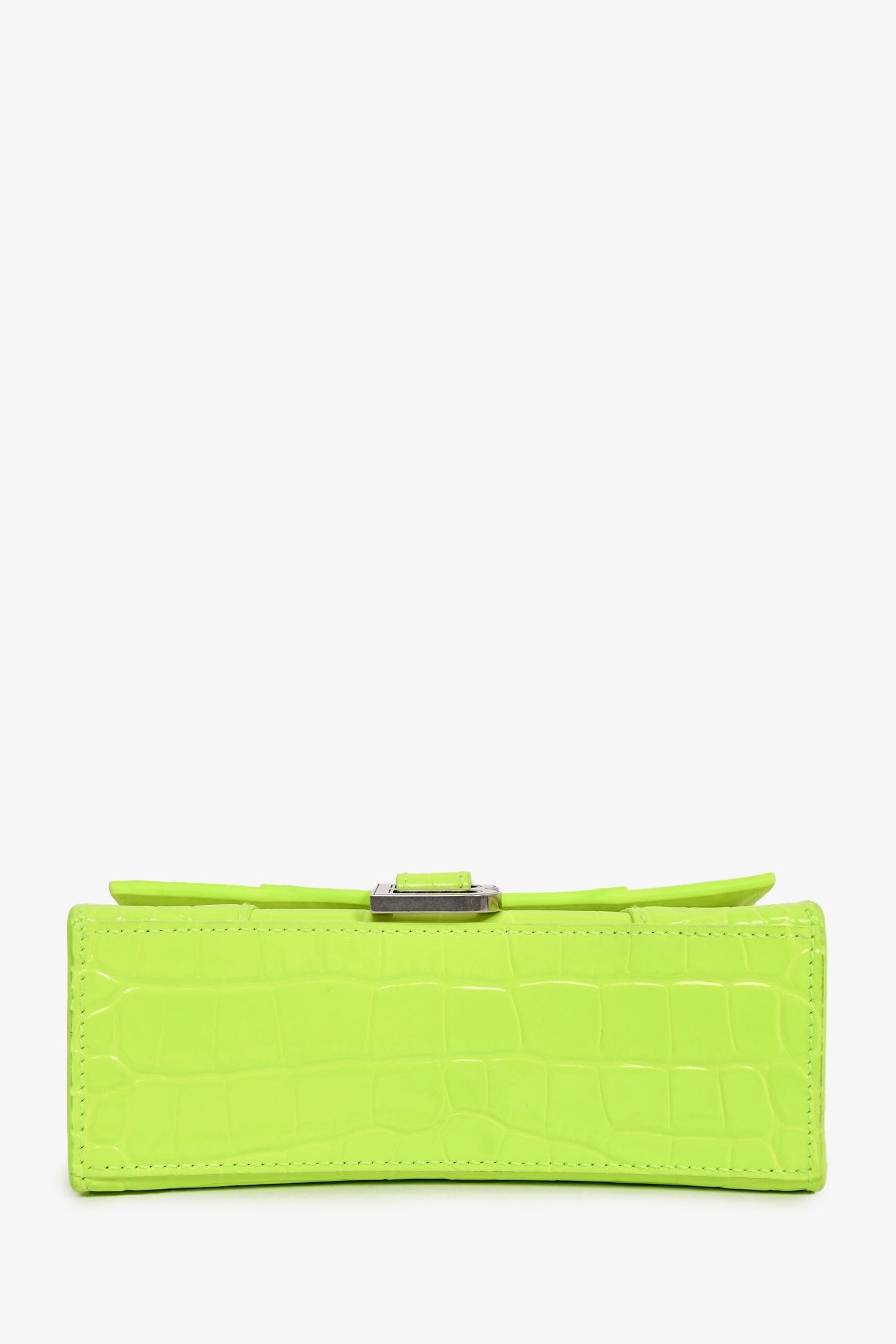 Balenciaga Neon Yellow Croc Embossed XS Hourglass Top Handle Bag