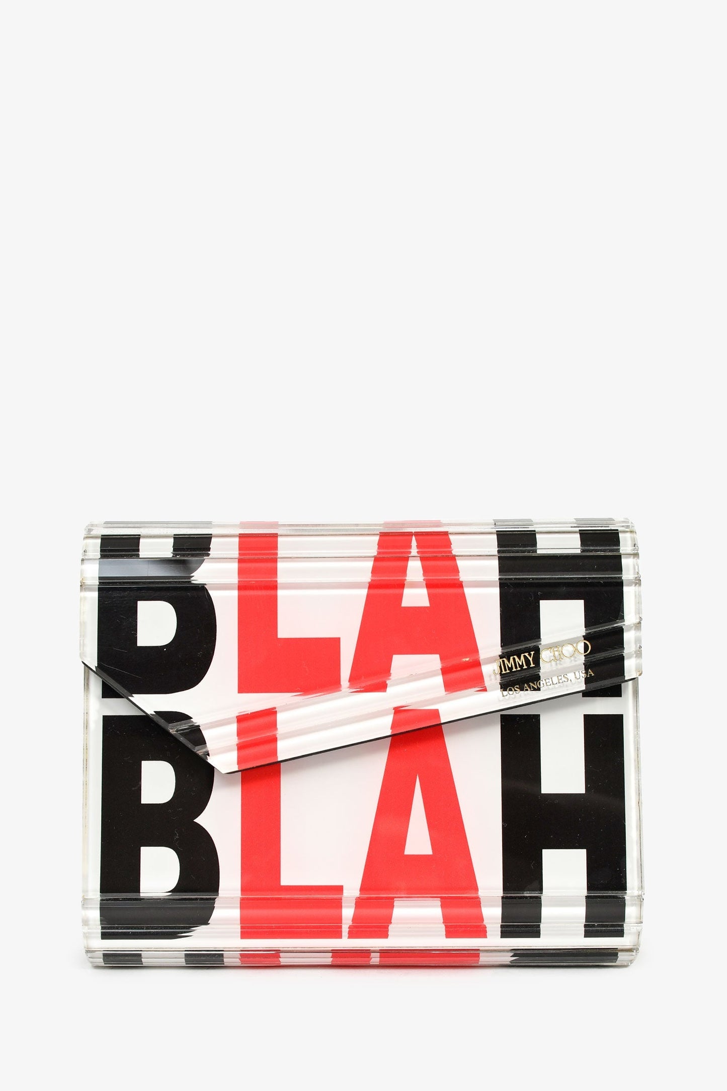 Jimmy Choo White/Black/Red Acrylic 'Blah' Clutch With Chain