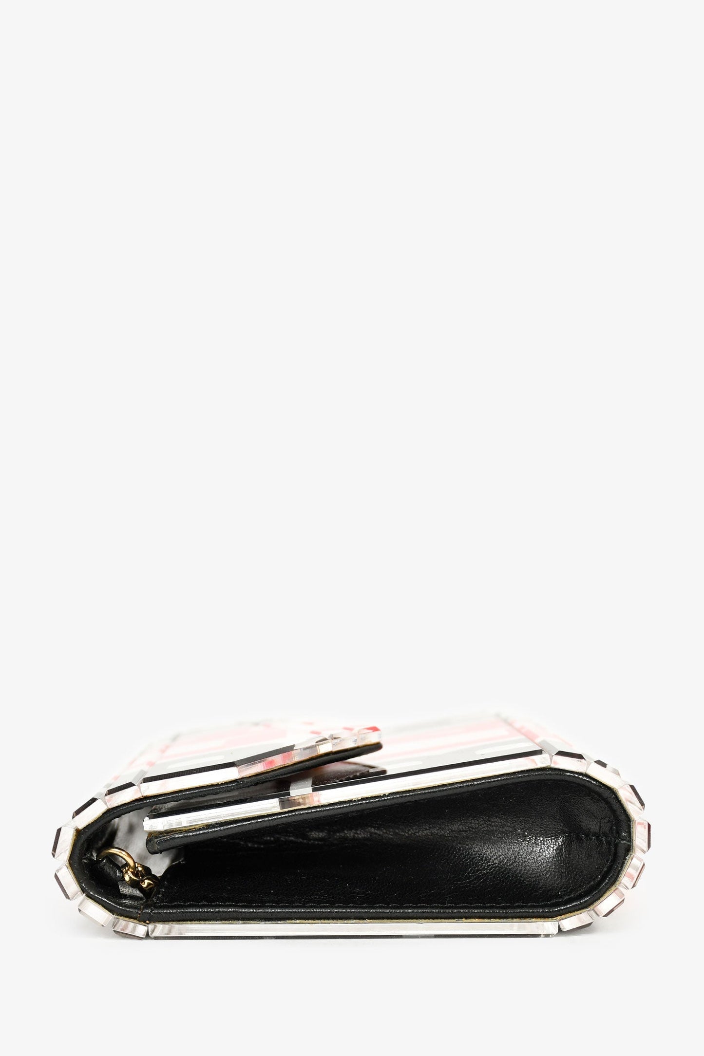 Jimmy Choo White/Black/Red Acrylic 'Blah' Clutch With Chain