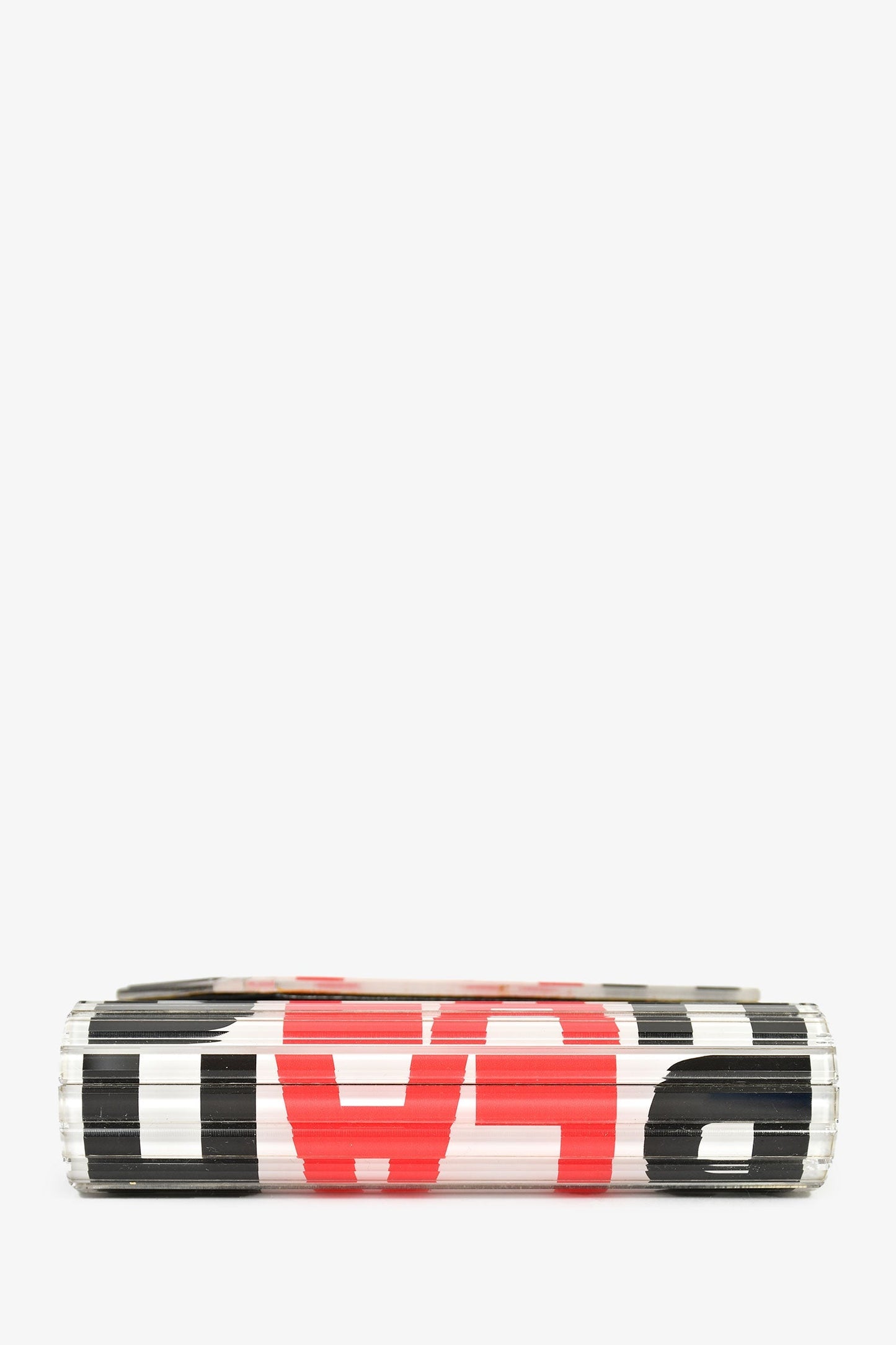 Jimmy Choo White/Black/Red Acrylic 'Blah' Clutch With Chain