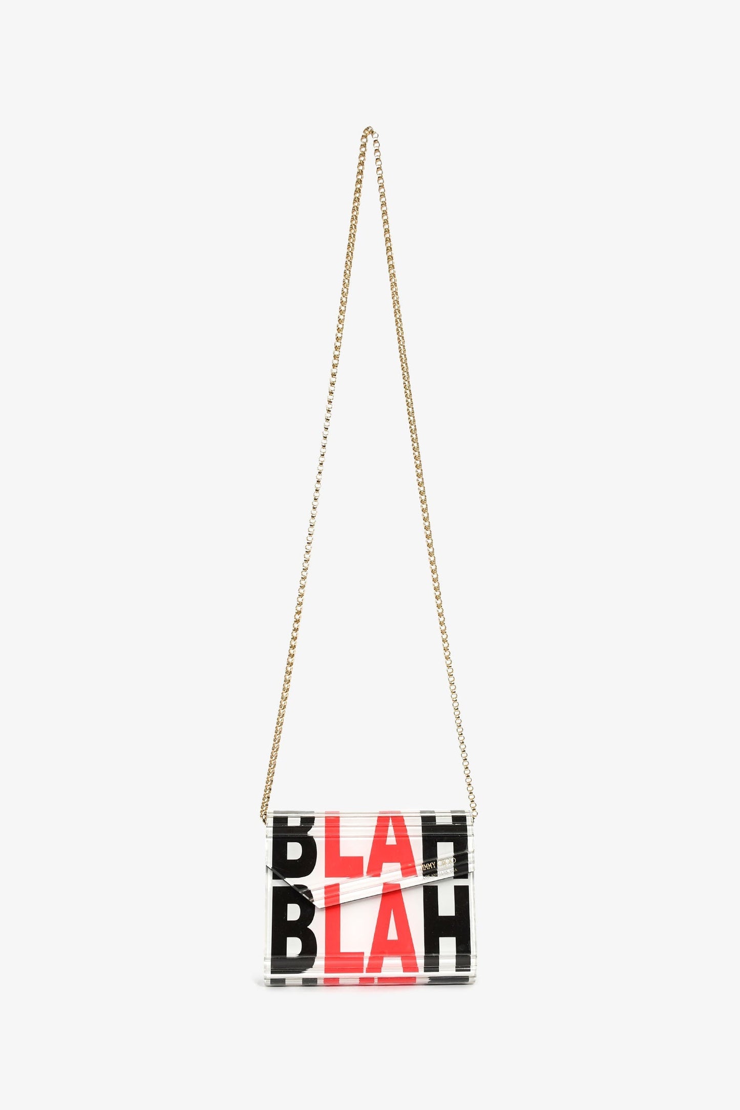 Jimmy Choo White/Black/Red Acrylic 'Blah' Clutch With Chain