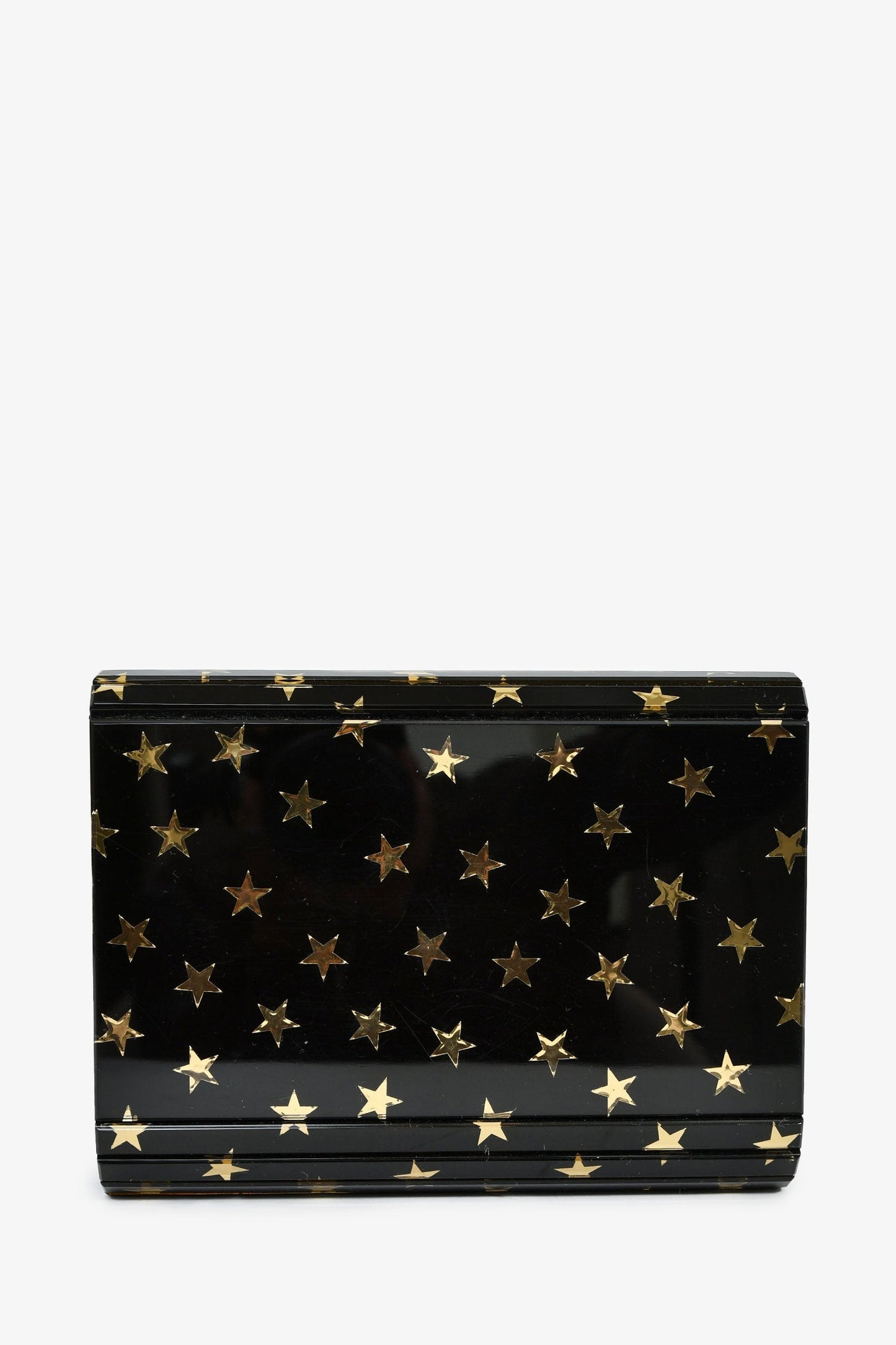 Jimmy Choo Black/Gold Acrylic Star Clutch With Chain