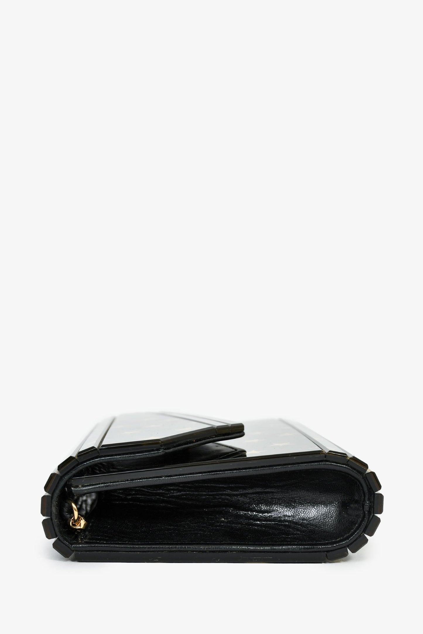 Jimmy Choo Black/Gold Acrylic Star Clutch With Chain