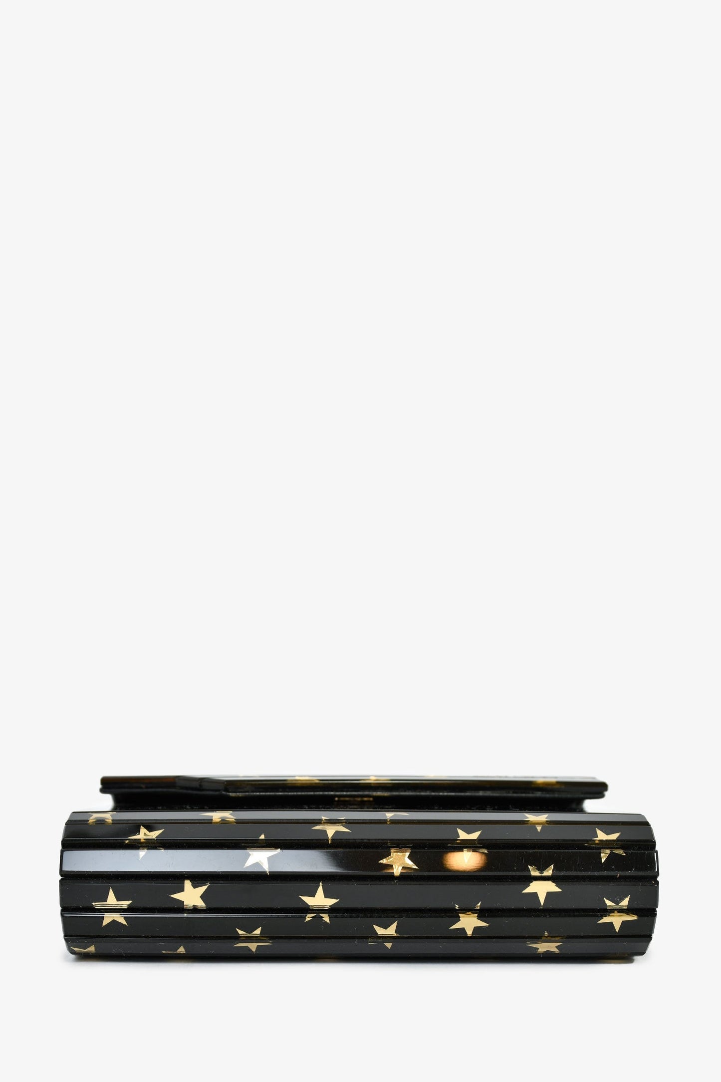 Jimmy Choo Black/Gold Acrylic Star Clutch With Chain