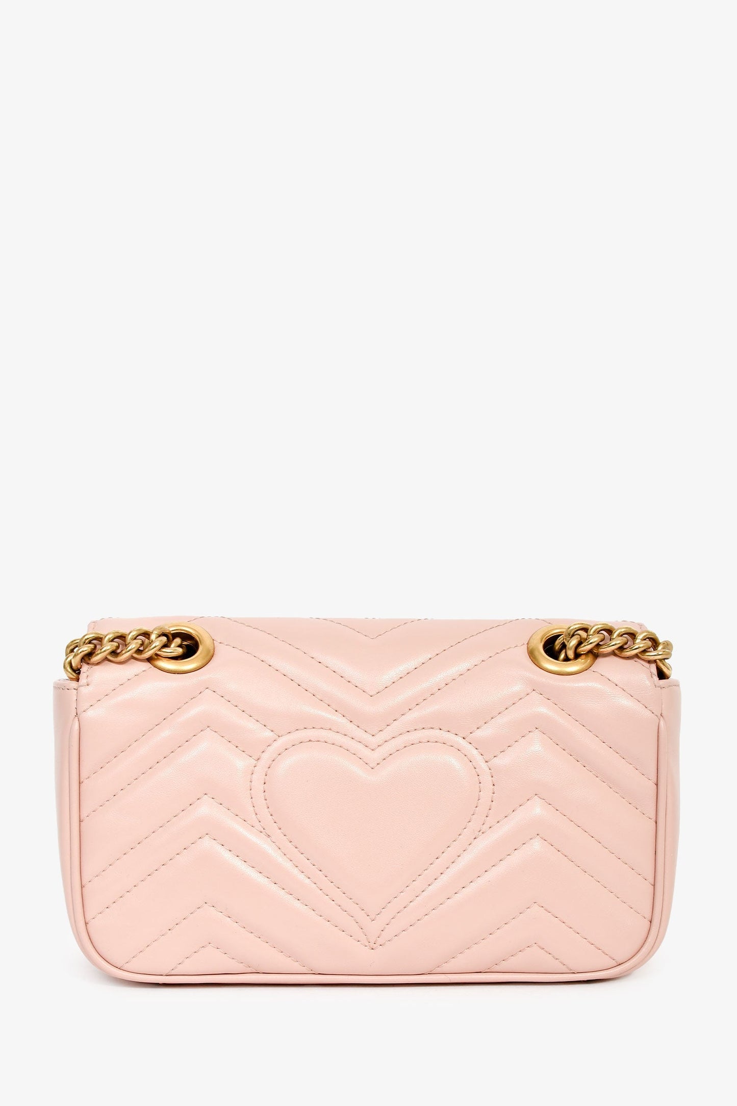 Gucci Light Pink Lambskin Matelasse Small GG Marmont Double Chain Shoulder Bag