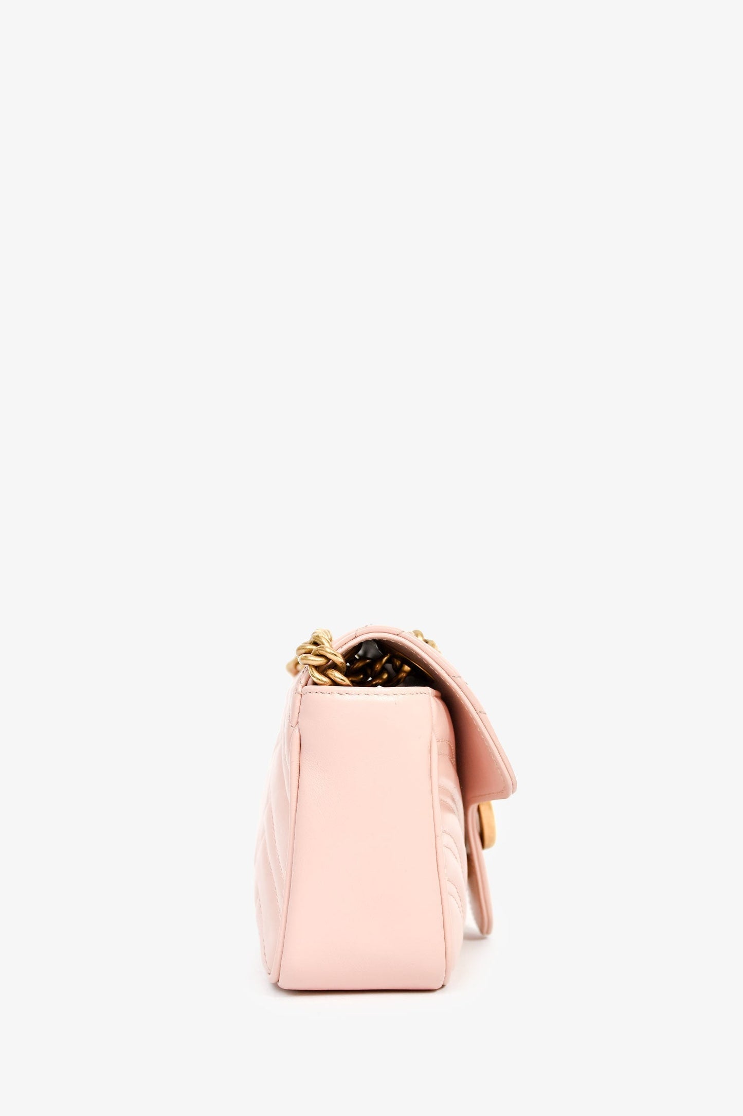 Gucci Light Pink Lambskin Matelasse Small GG Marmont Double Chain Shoulder Bag