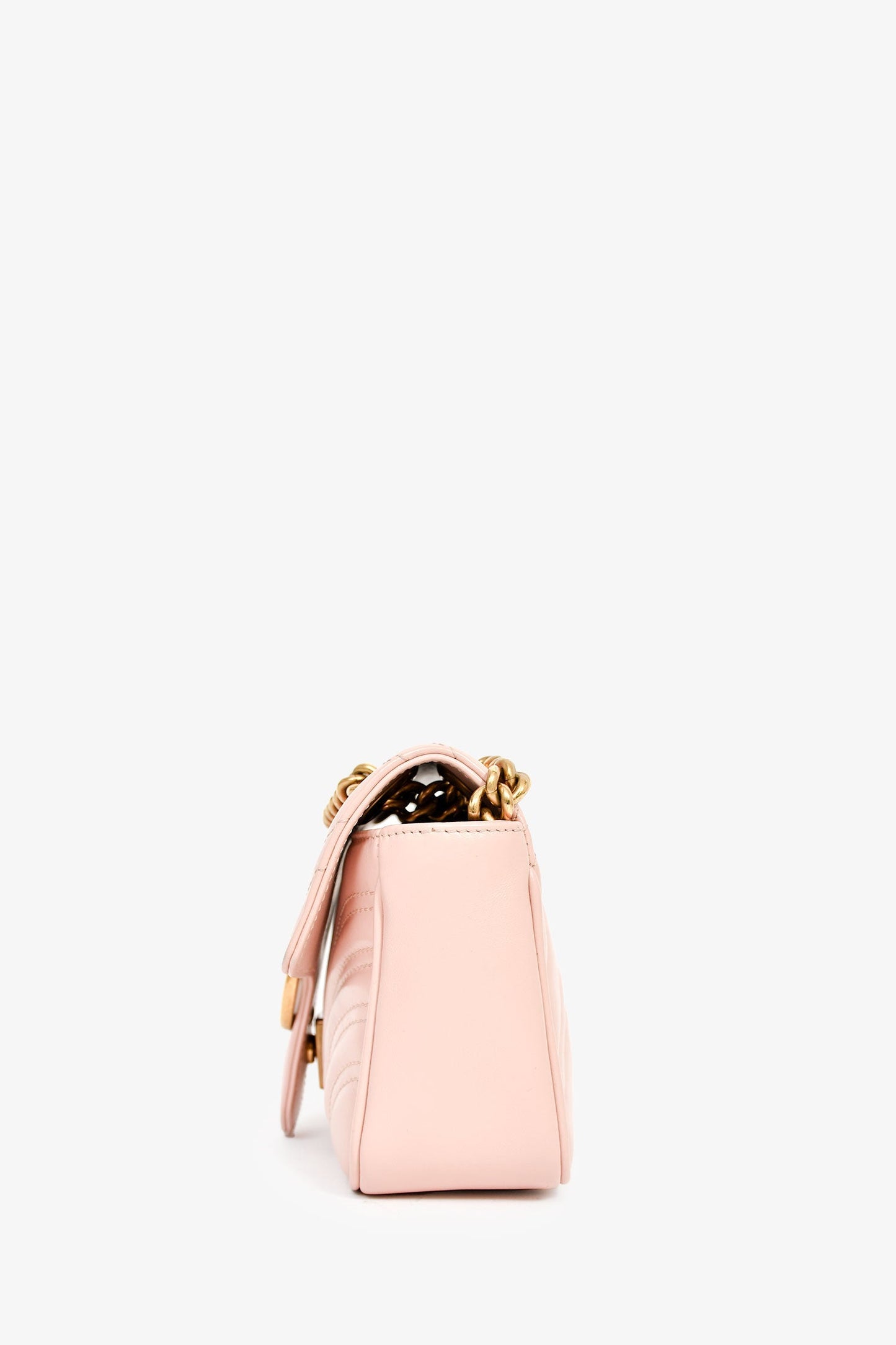 Gucci Light Pink Lambskin Matelasse Small GG Marmont Double Chain Shoulder Bag