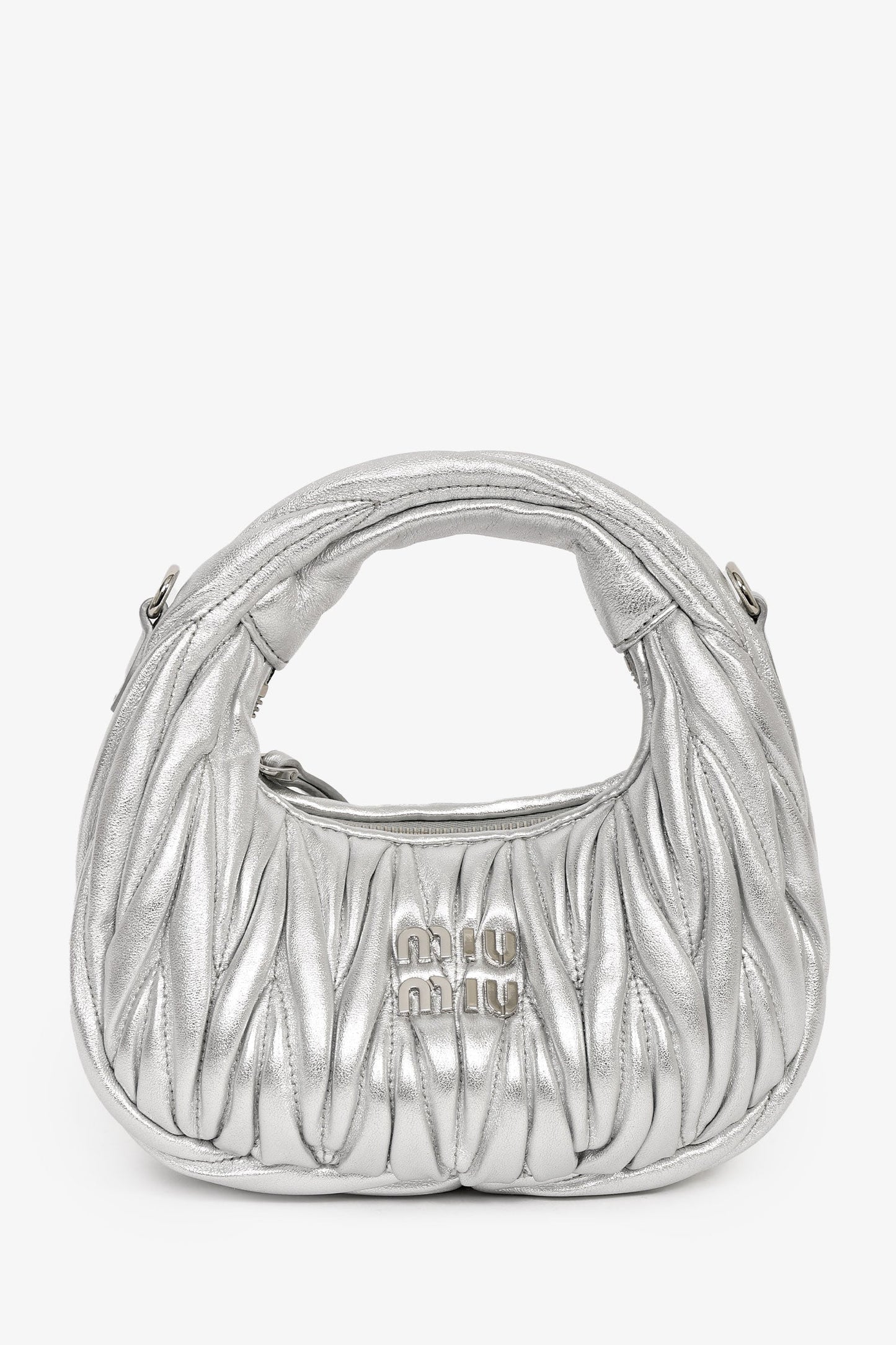 Miu Miu Silver Leather 'Wander Matelassé' Bag