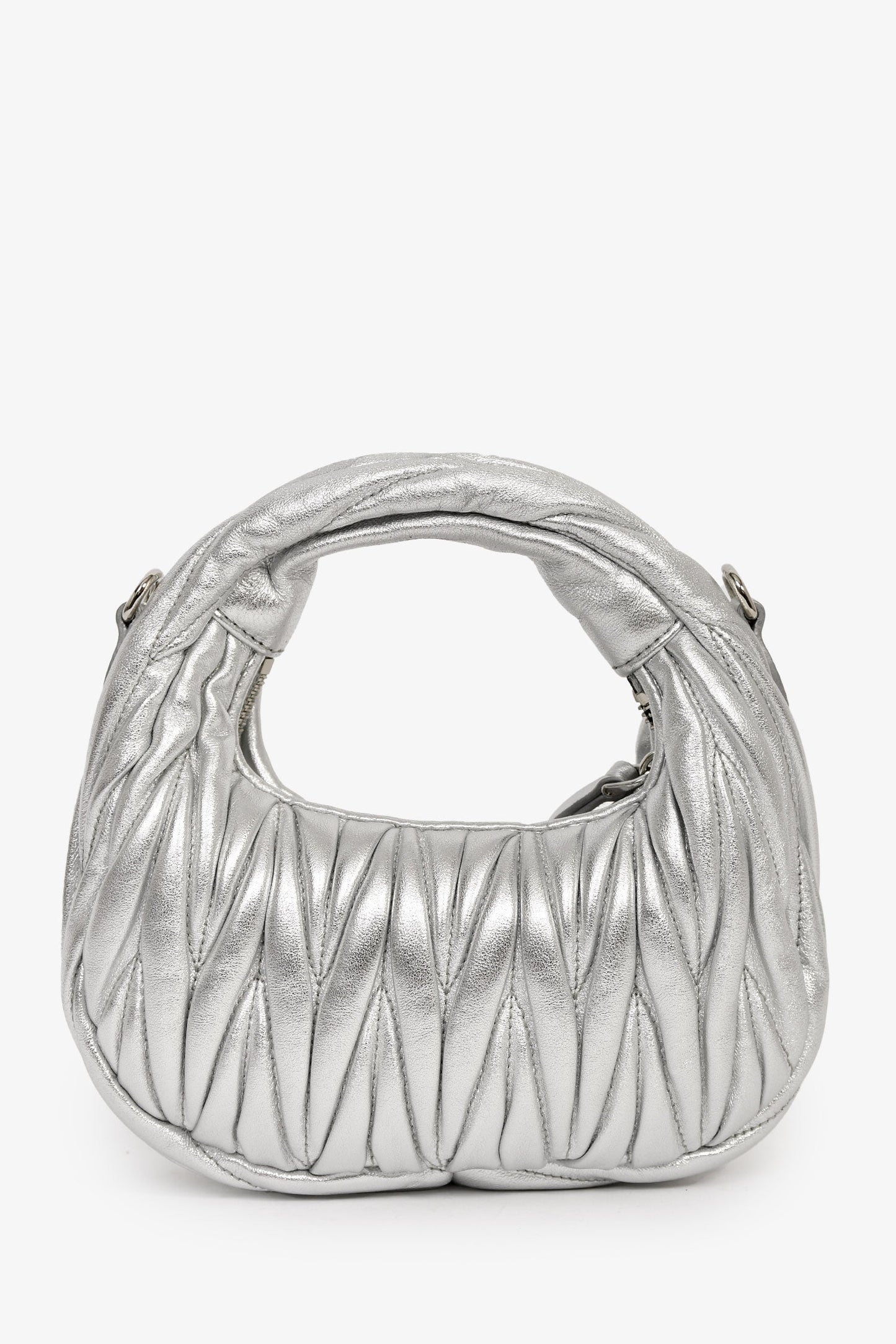 Miu Miu Silver Leather 'Wander Matelassé' Bag