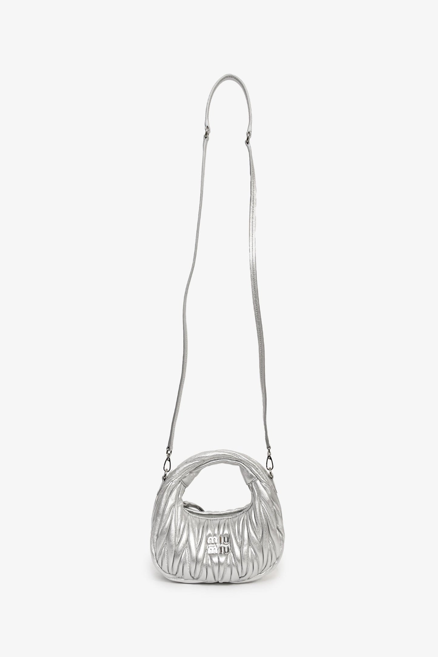 Miu Miu Silver Leather 'Wander Matelassé' Bag