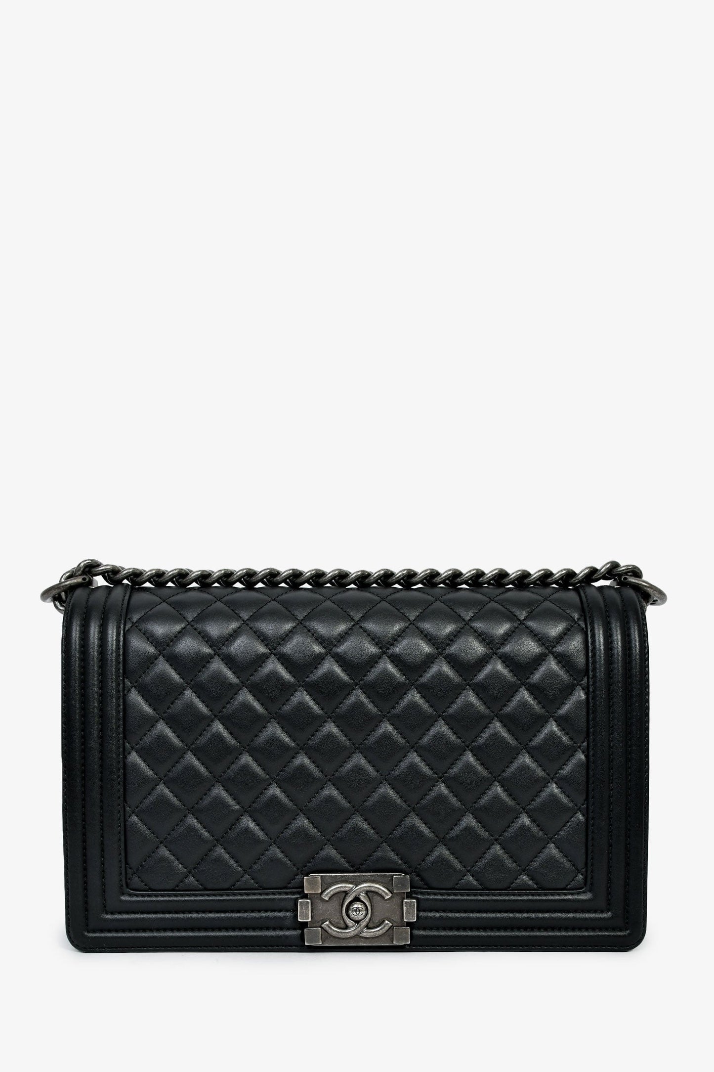 Chanel™ 2018-19 Black Lambskin Large Boy Bag