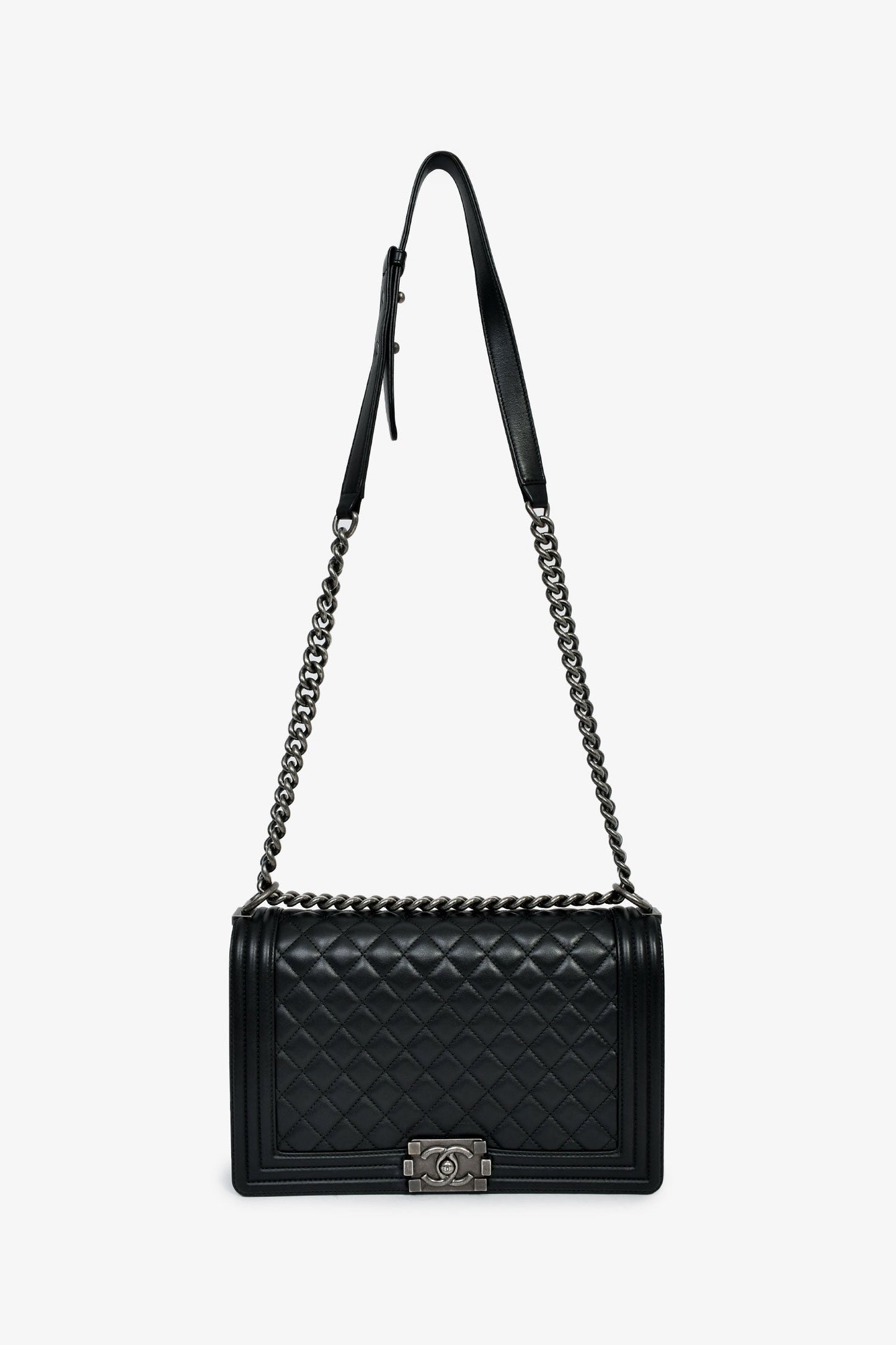 Chanel™ 2018-19 Black Lambskin Large Boy Bag