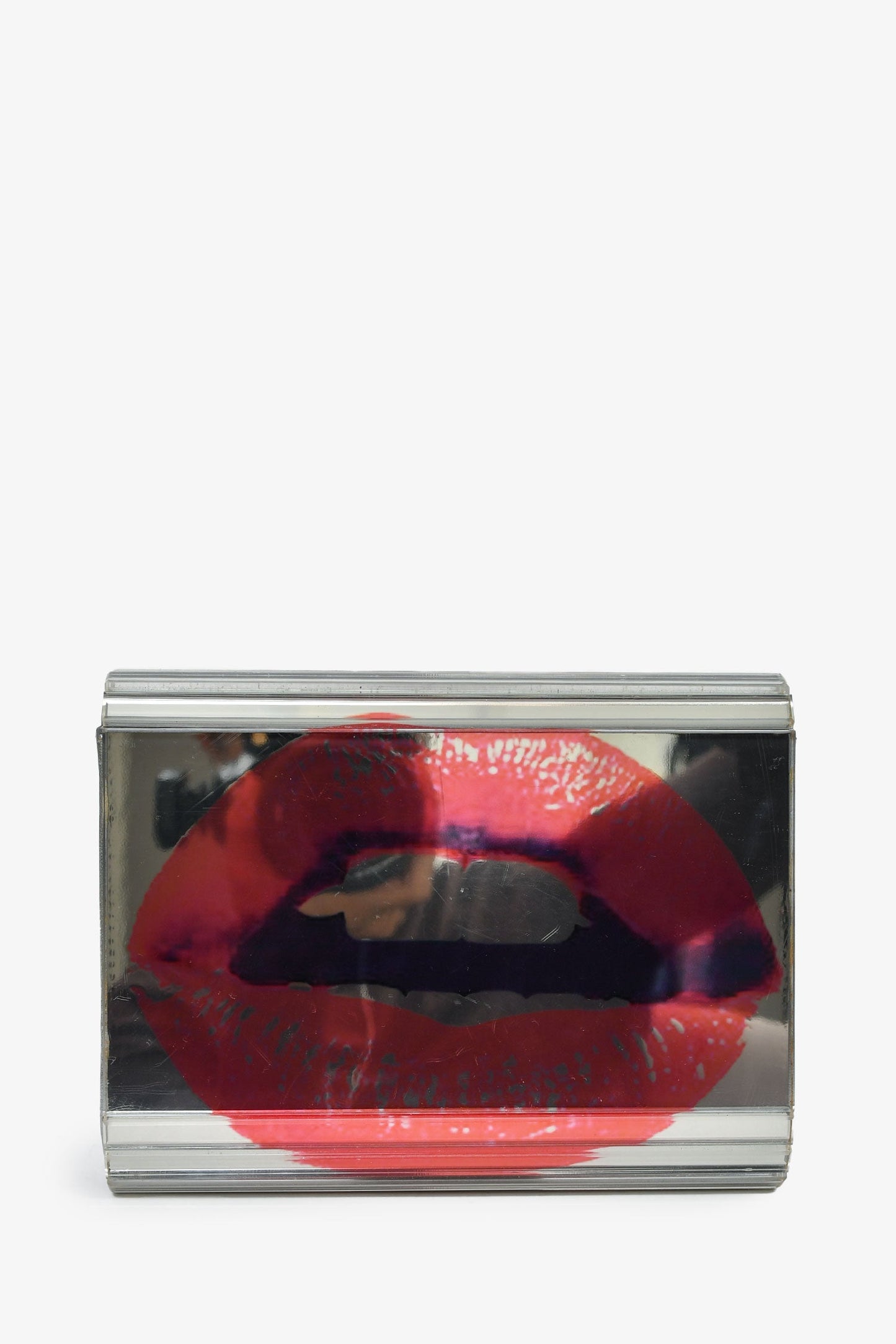 Jimmy Choo Red/Silver Acrylic Lips Clutch With Chain