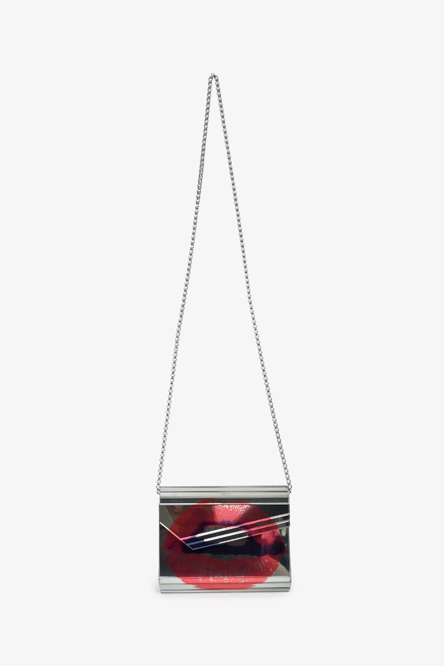 Jimmy Choo Red/Silver Acrylic Lips Clutch With Chain