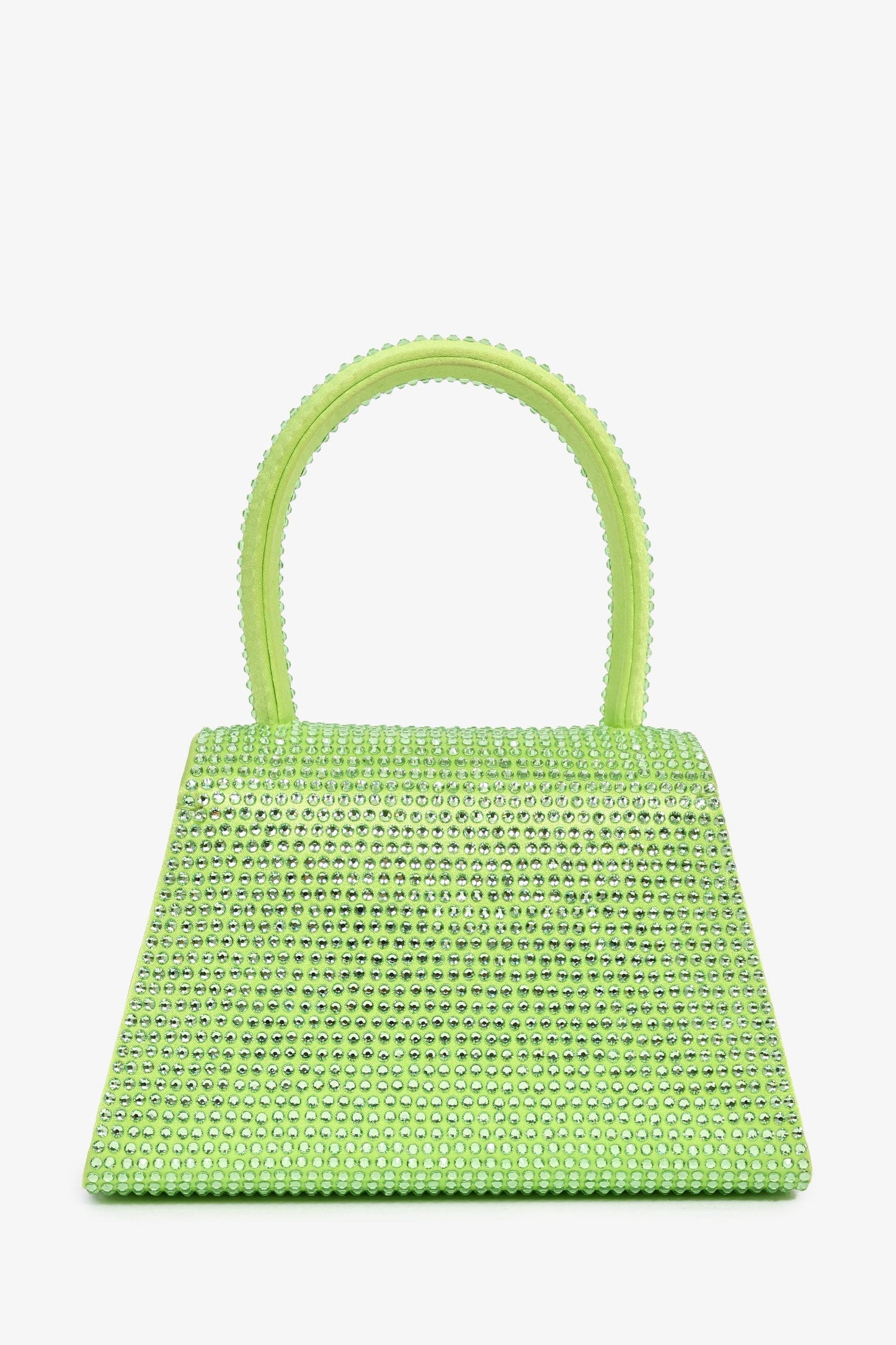 Self-Portrait Green Silk 'The Bow' Embellished Mini Top Handle Bag With Strap