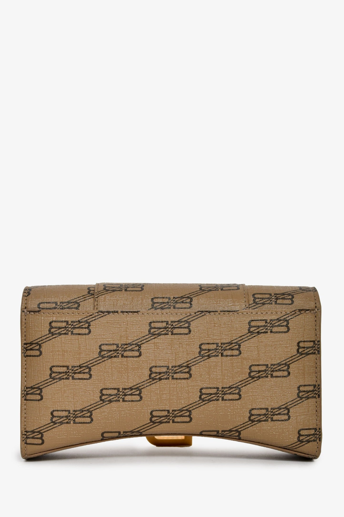Balenciaga Brown/Black Coated Canvas Monogram Hour Glass Clutch Bag