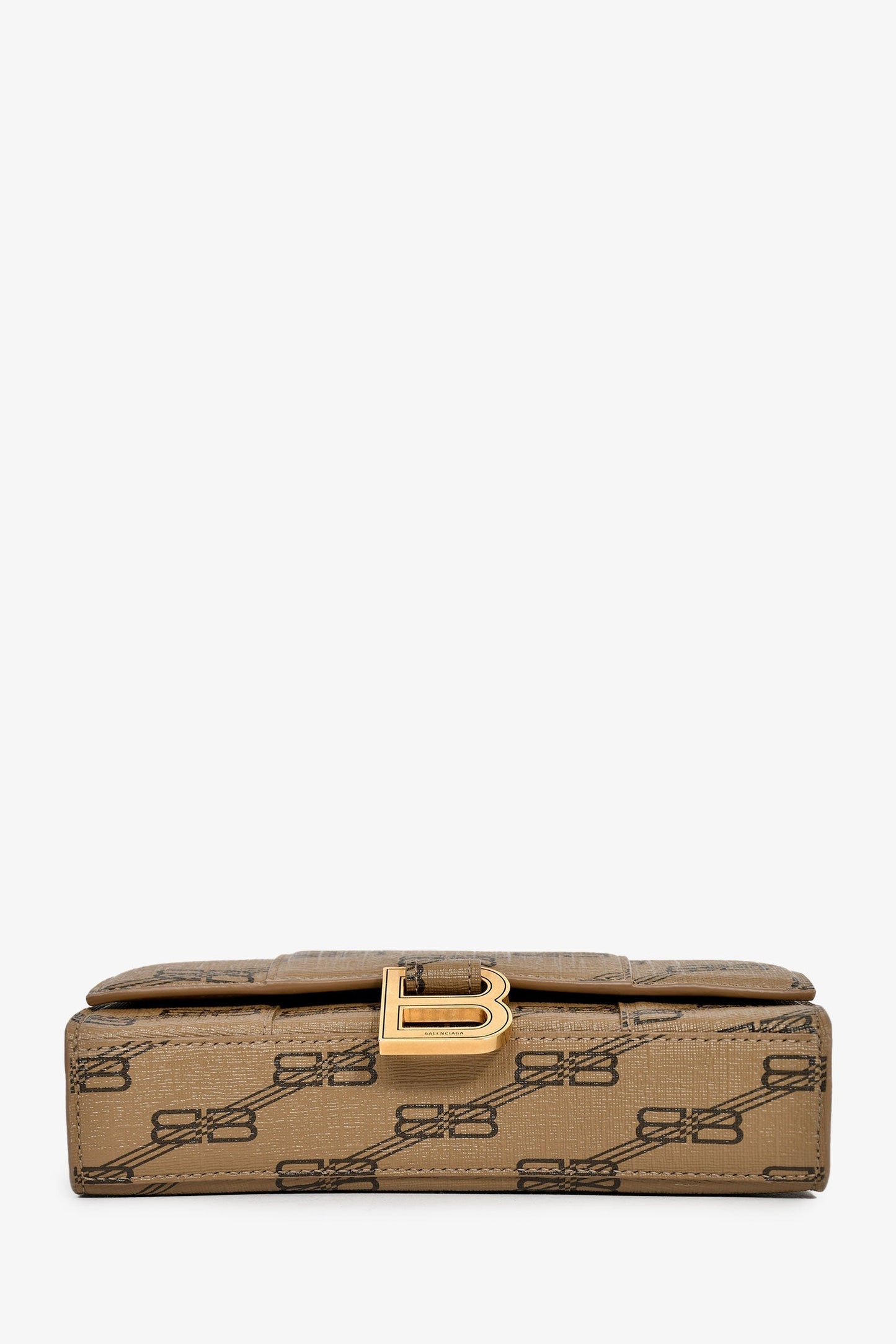 Balenciaga Brown/Black Coated Canvas Monogram Hour Glass Clutch Bag