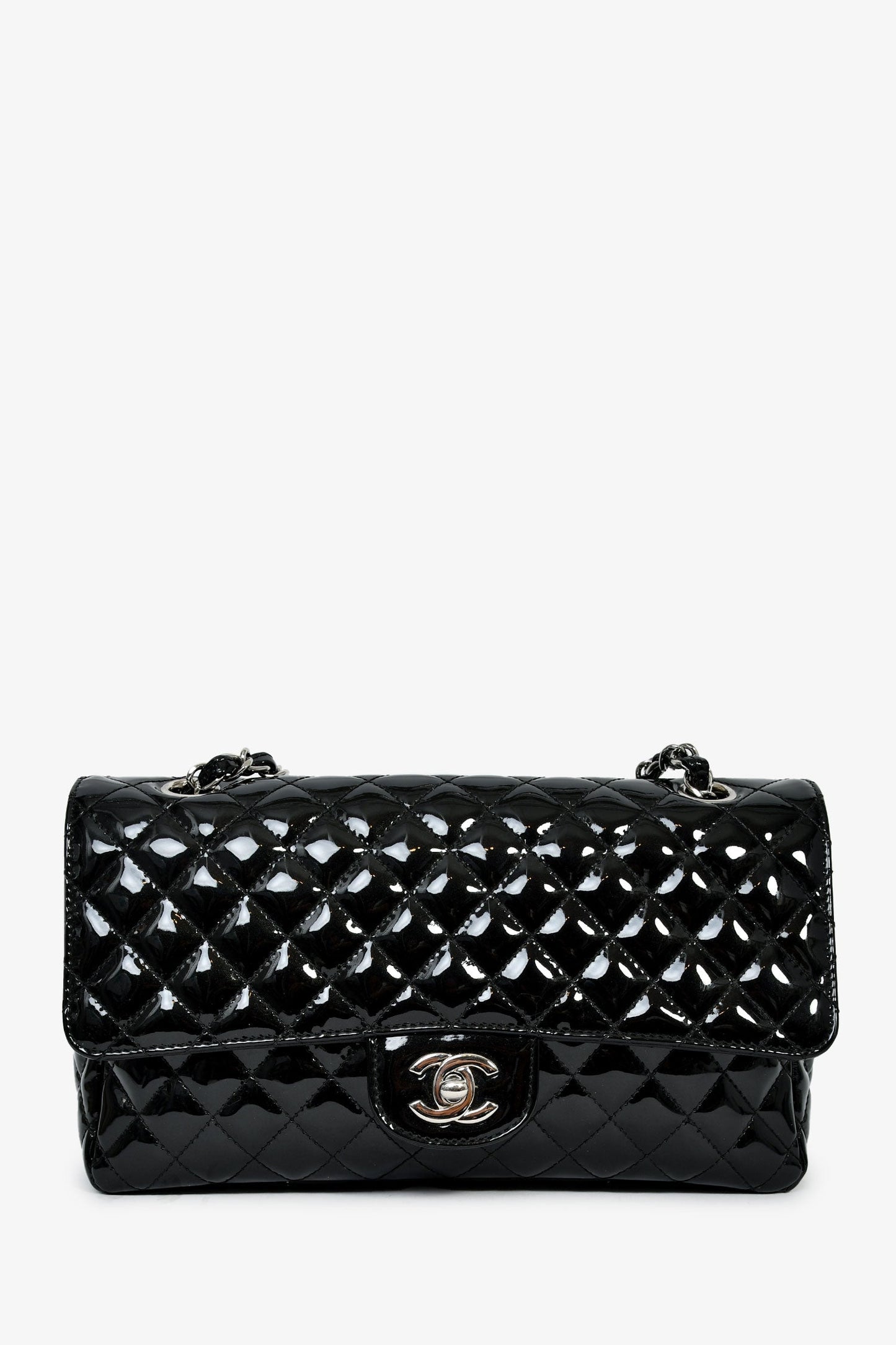 Chanel™ 2006-08 Black Patent 'Secret Label' Flap Shoulder Bag