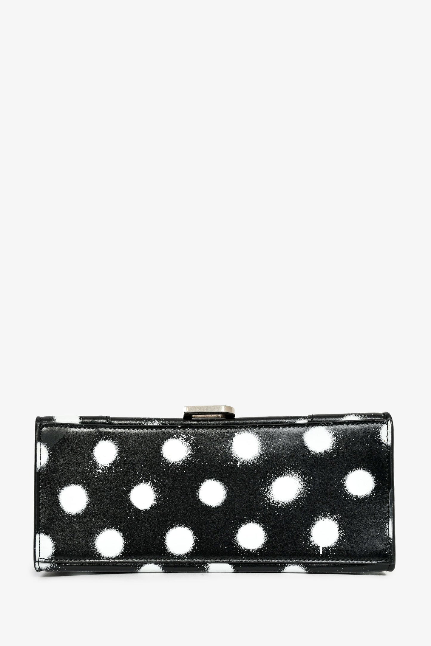Balenciaga Black/White Leather Polk-a-Dot Small 'Hourglass' Top Handle Bag