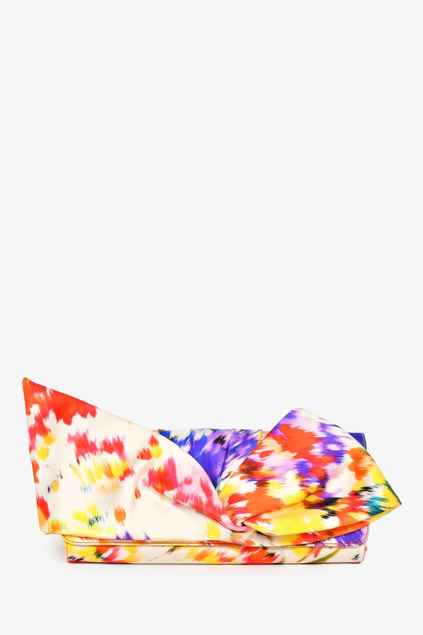 Christian Louboutin White/Multicolour Satin Knot Clutch