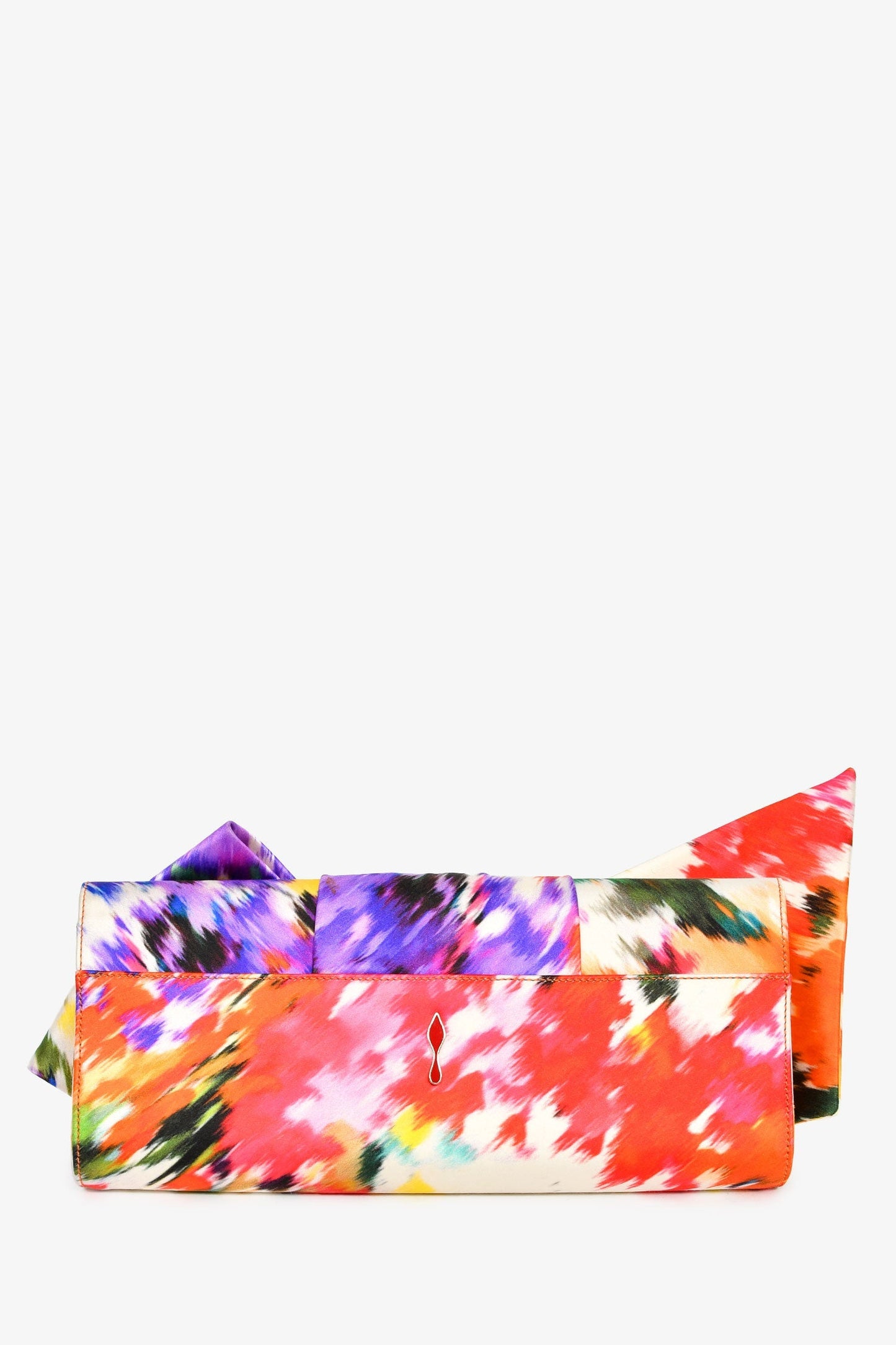 Christian Louboutin White/Multicolour Satin Knot Clutch