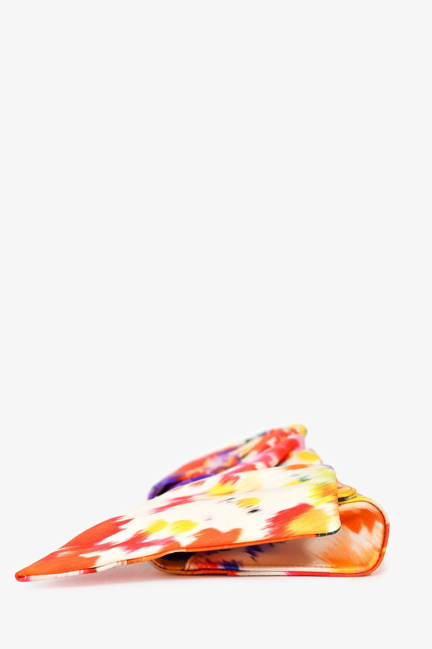 Christian Louboutin White/Multicolour Satin Knot Clutch