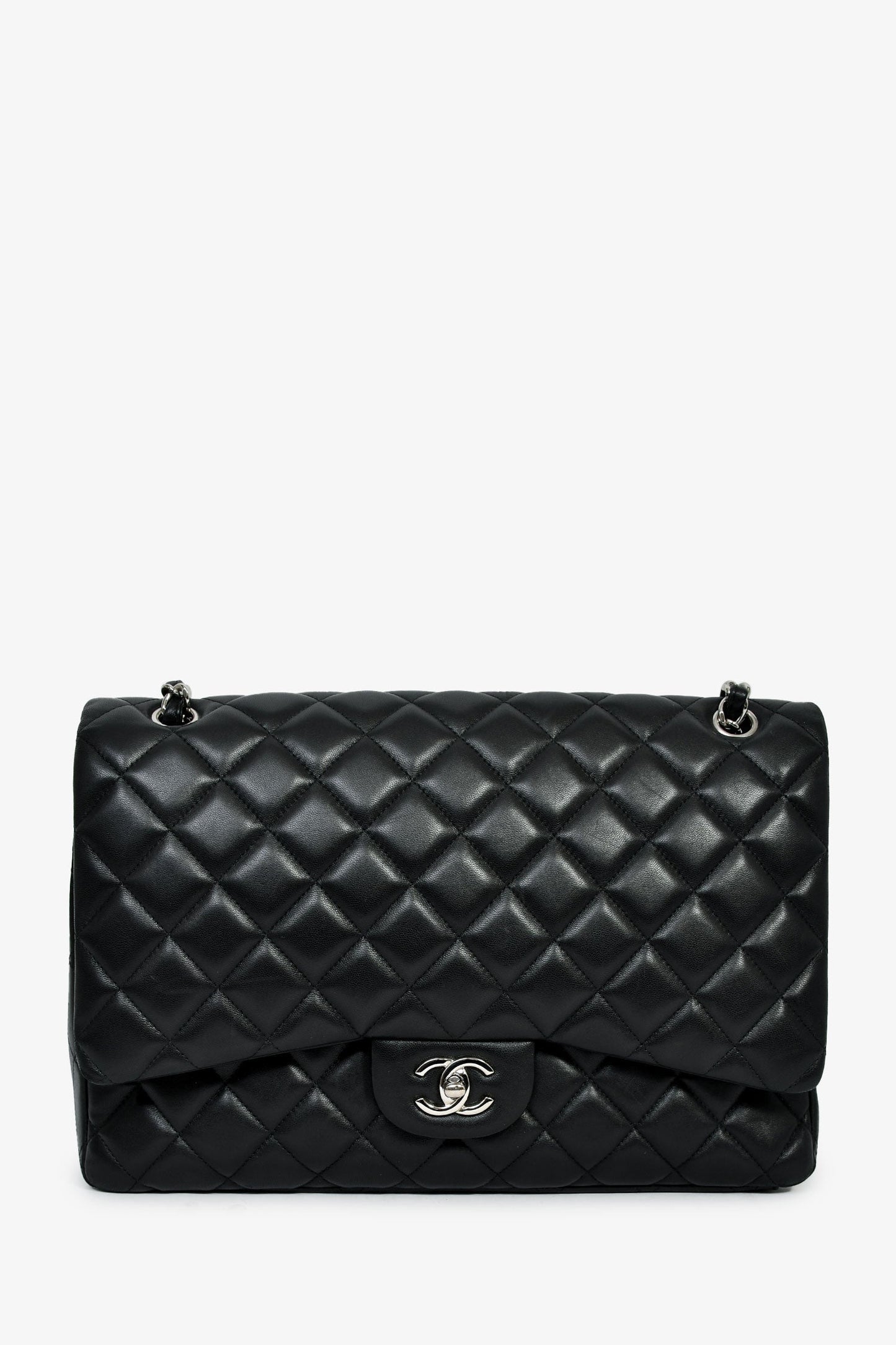 Chanel™ 2011 Black Lambskin Maxi Single Flap Shoulder Bag