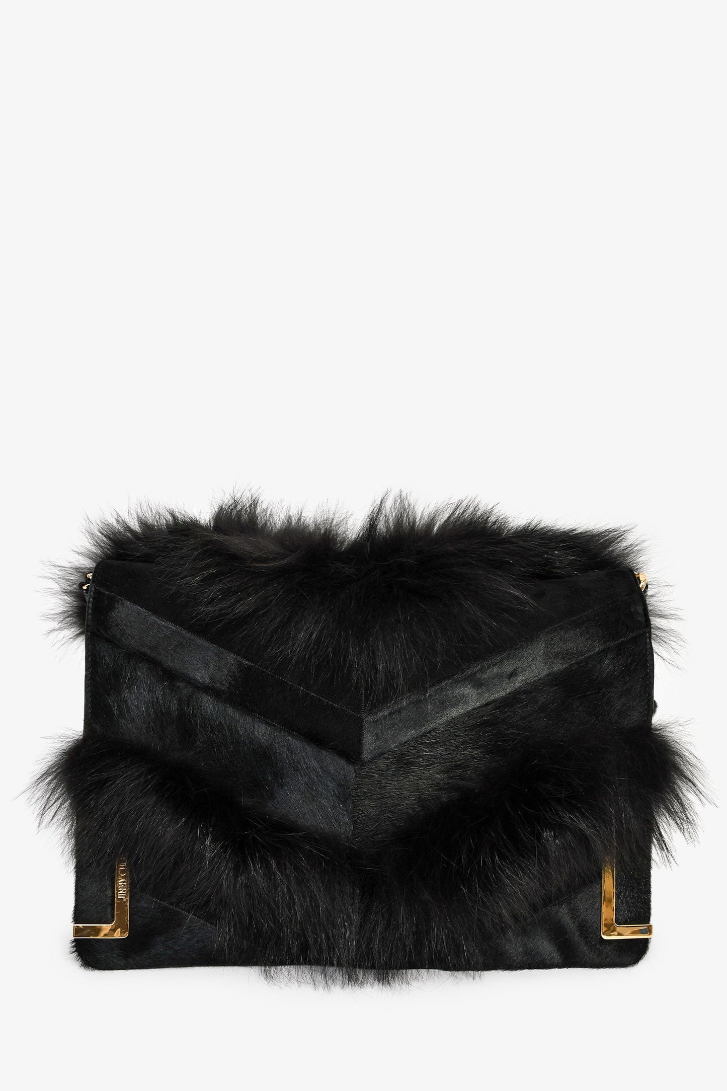 Jimmy Choo Black Ponyhair Fur Chain Shoulder Bag