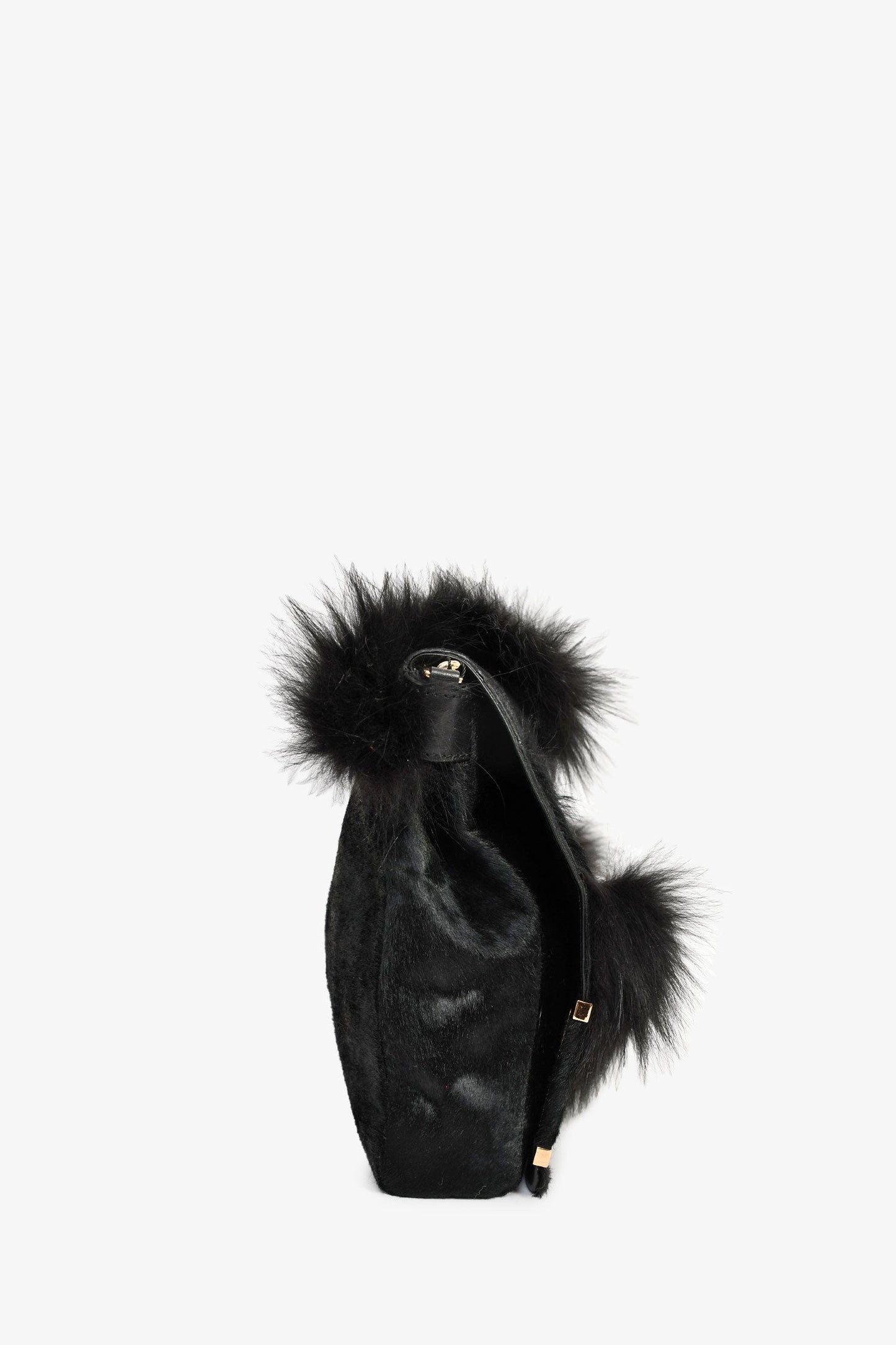 Jimmy Choo Black Ponyhair Fur Chain Shoulder Bag