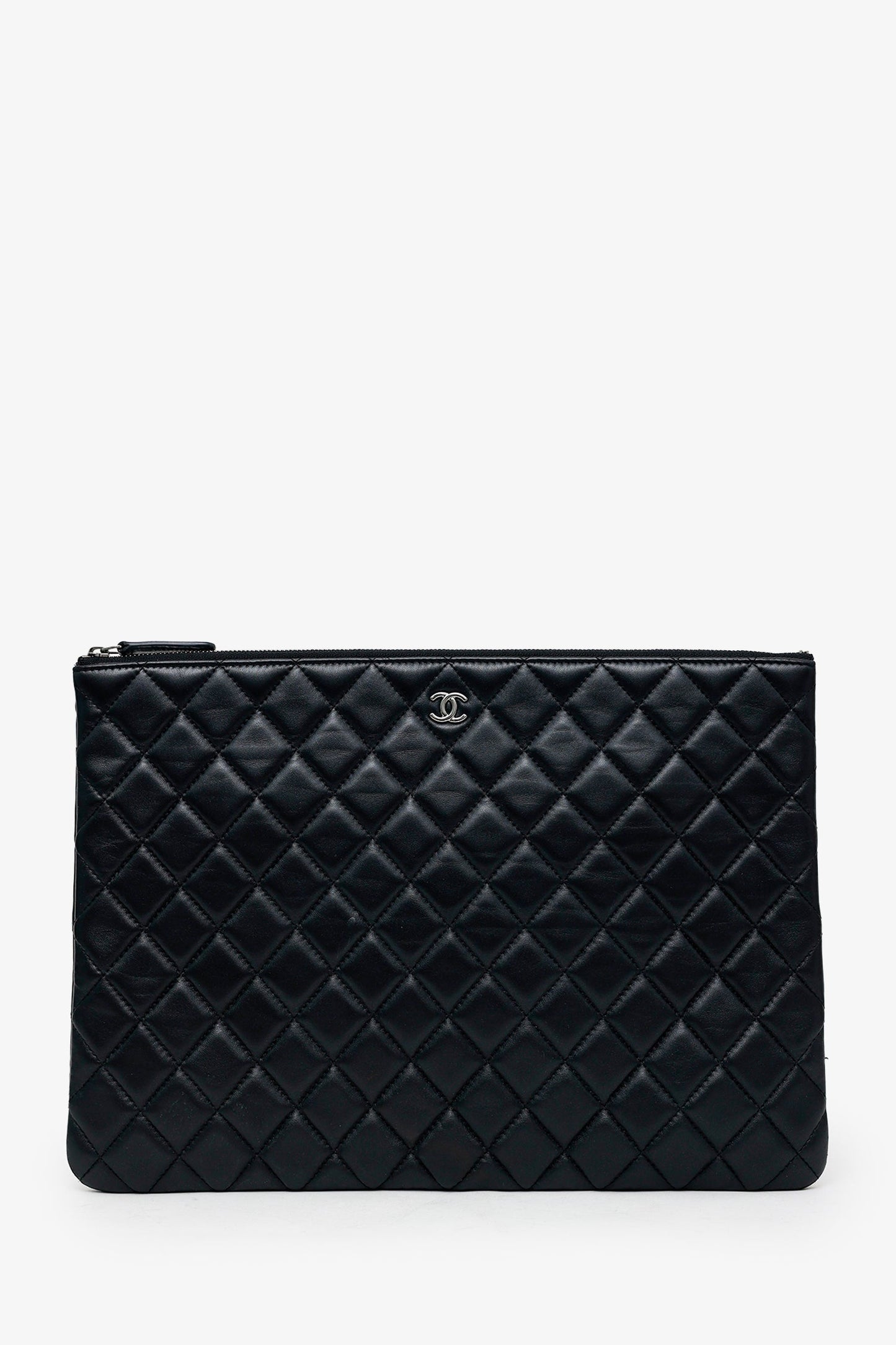 Chanel™ 2016 Black Quilted Lambskin Large O Case Clutch