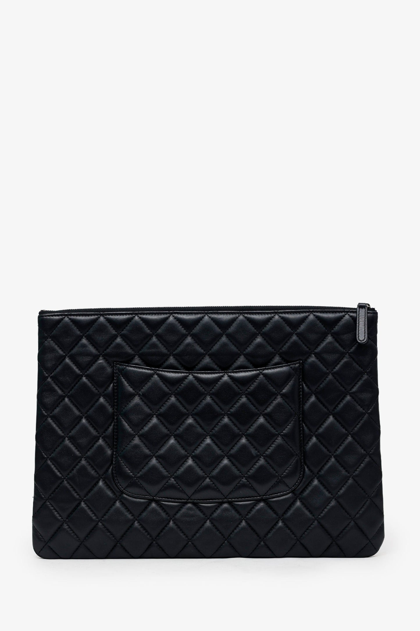 Chanel™ 2016 Black Quilted Lambskin Large O Case Clutch